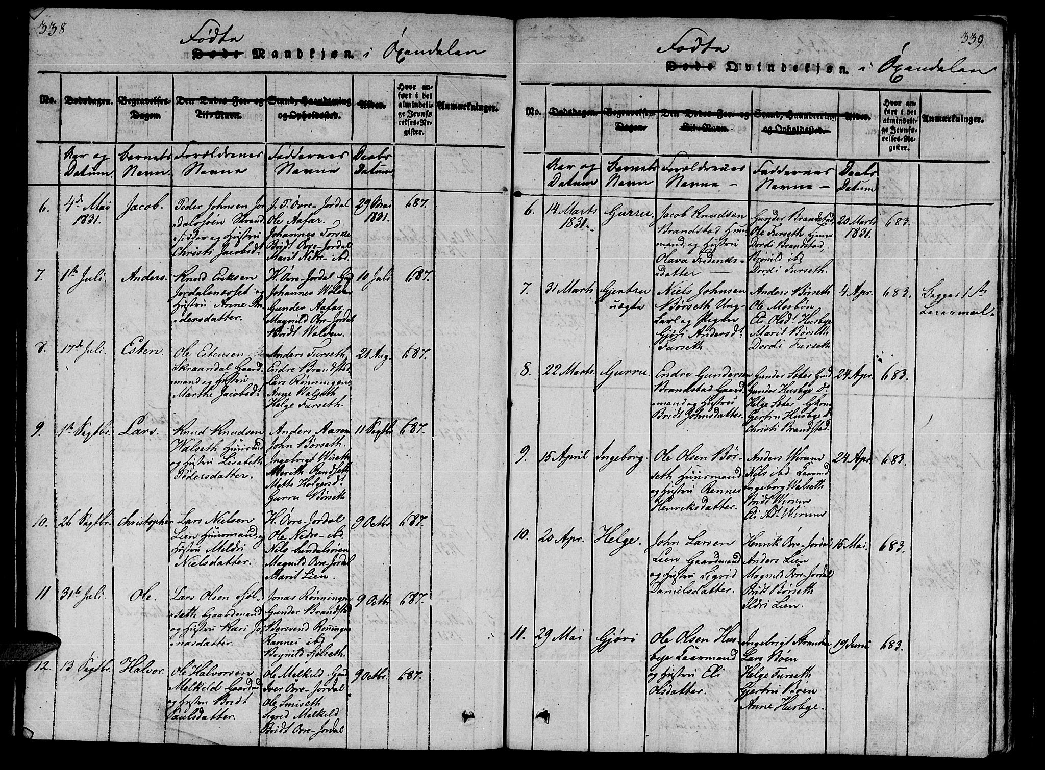 Ministerialprotokoller, klokkerbøker og fødselsregistre - Møre og Romsdal, AV/SAT-A-1454/590/L1011: Parish register (official) no. 590A03 /3, 1819-1832, p. 338-339