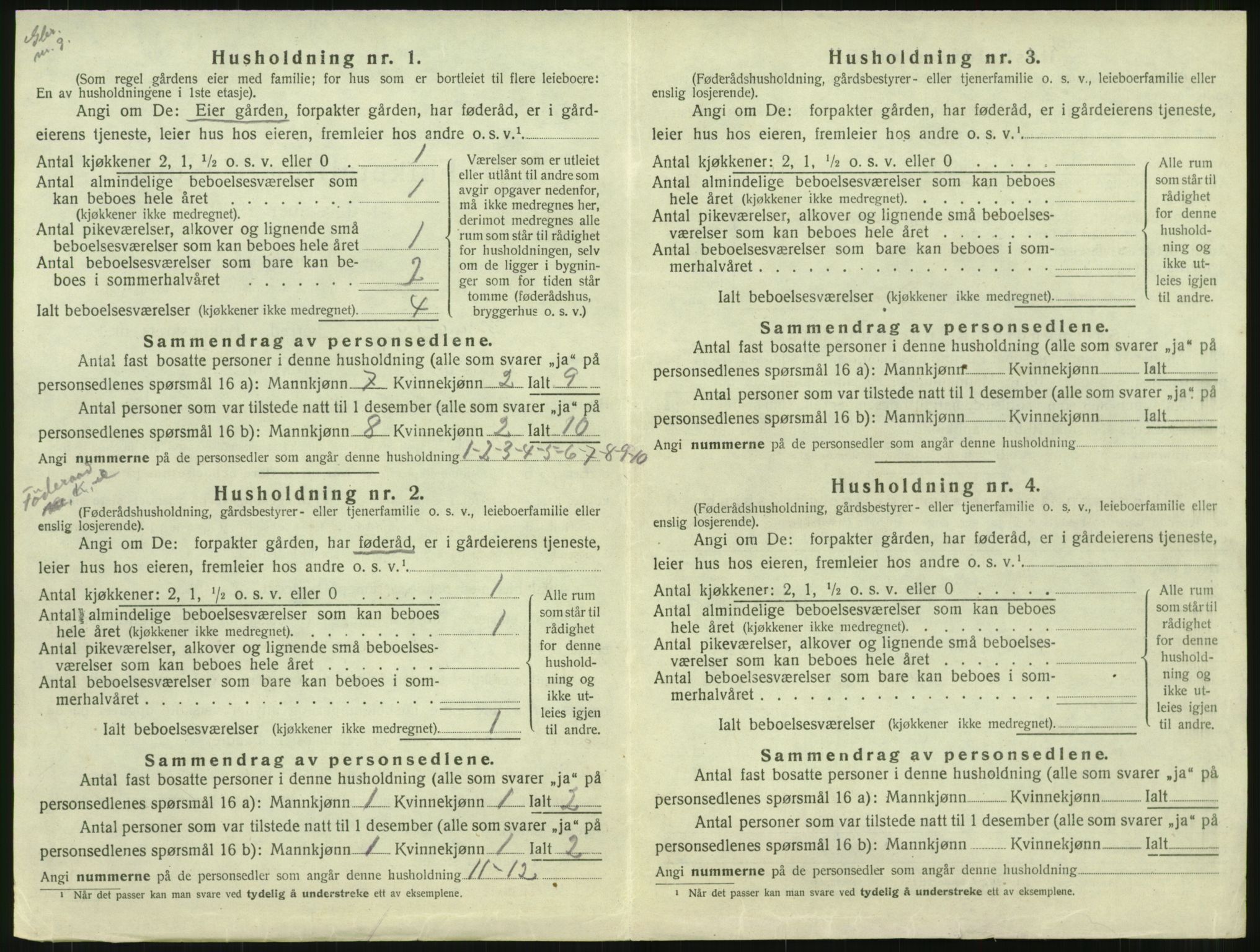 SAT, 1920 census for Hustad, 1920, p. 296