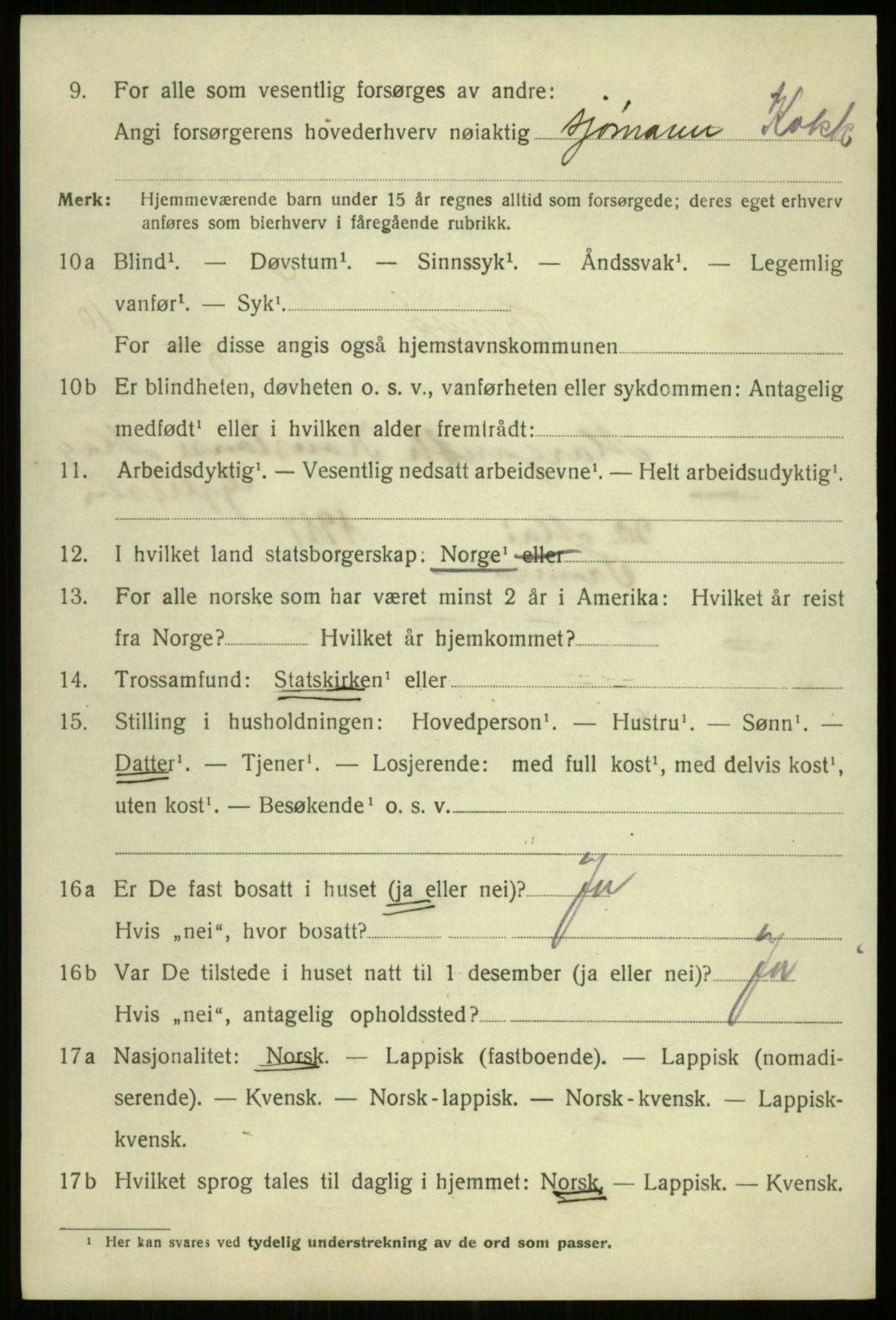 SATØ, 1920 census for Tromsø, 1920, p. 21019