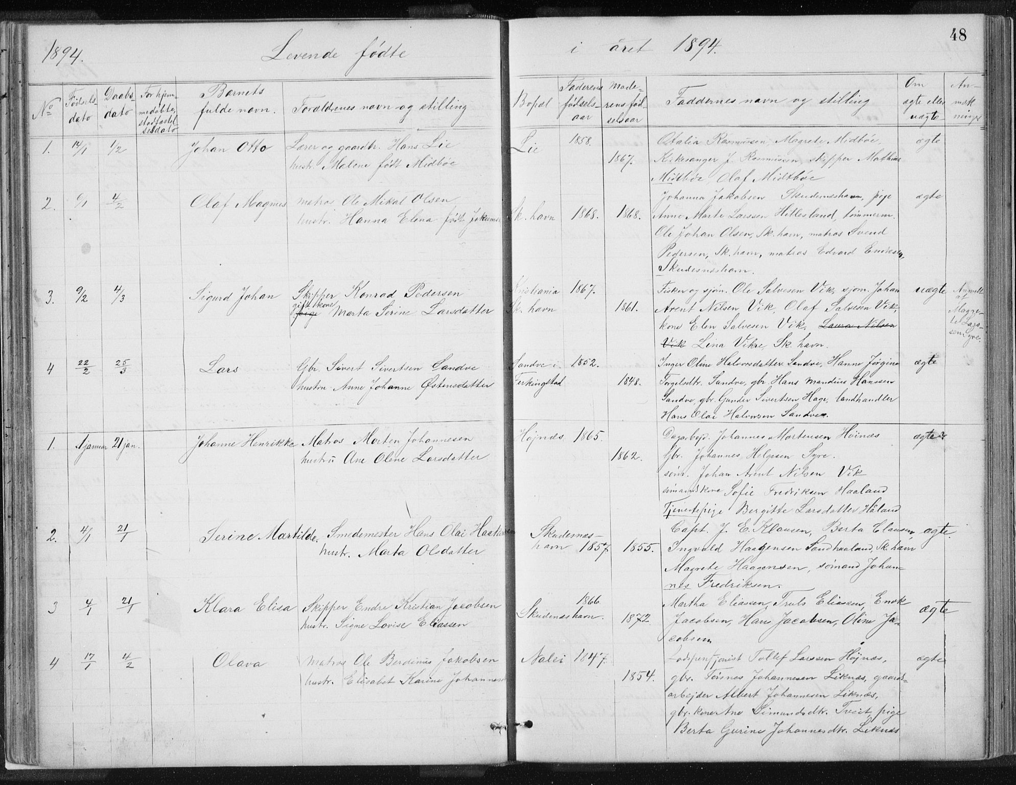 Skudenes sokneprestkontor, SAST/A -101849/H/Ha/Hab/L0007: Parish register (copy) no. B 7, 1885-1899, p. 48