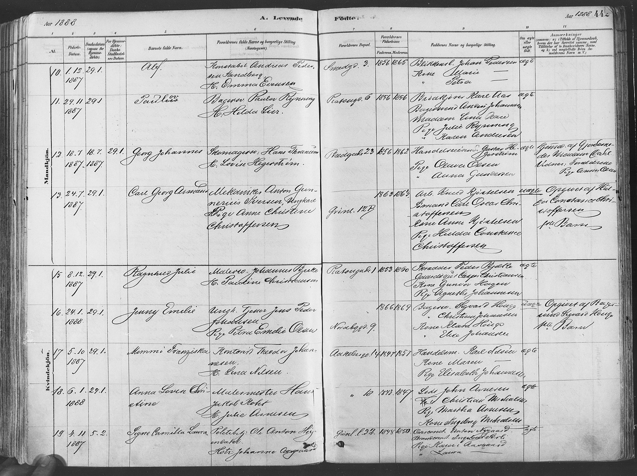 Grønland prestekontor Kirkebøker, AV/SAO-A-10848/F/Fa/L0007: Parish register (official) no. 7, 1878-1888, p. 442