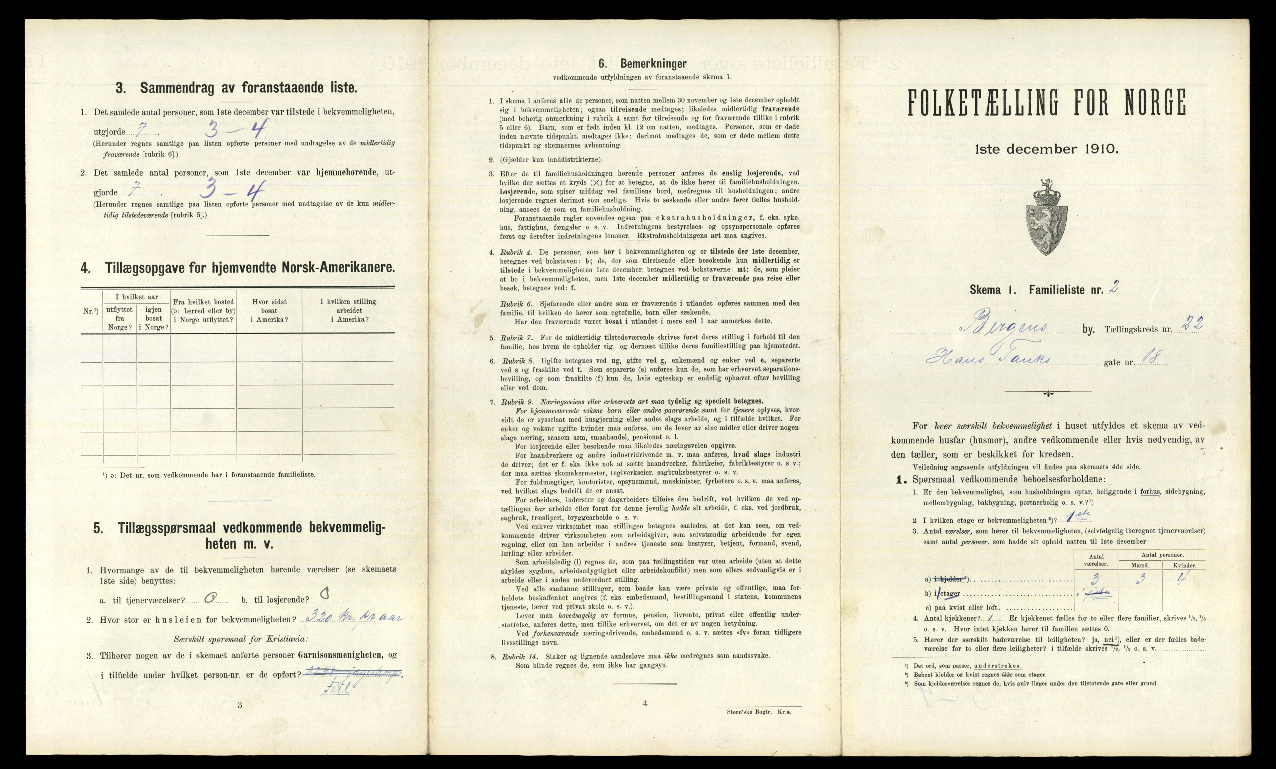 RA, 1910 census for Bergen, 1910, p. 7393