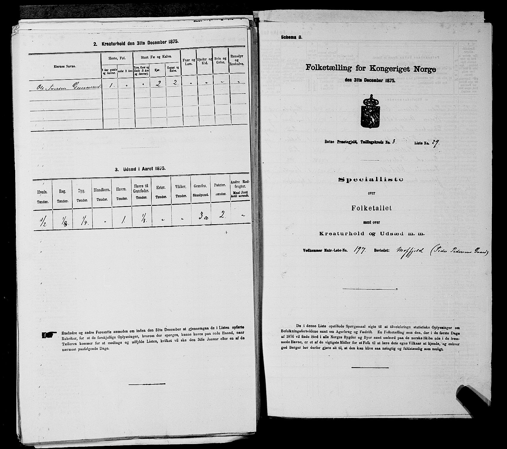 SAKO, 1875 census for 0715P Botne, 1875, p. 693