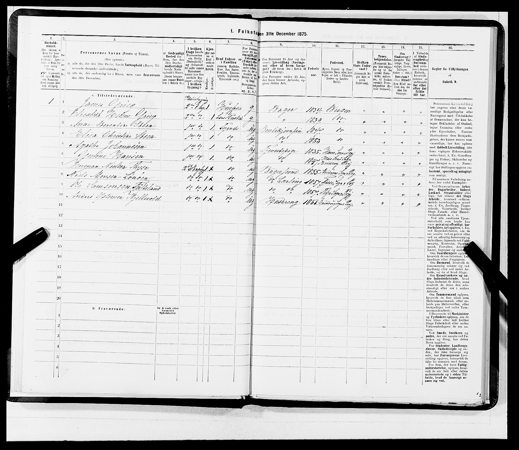 SAB, 1875 census for 1301 Bergen, 1875, p. 411