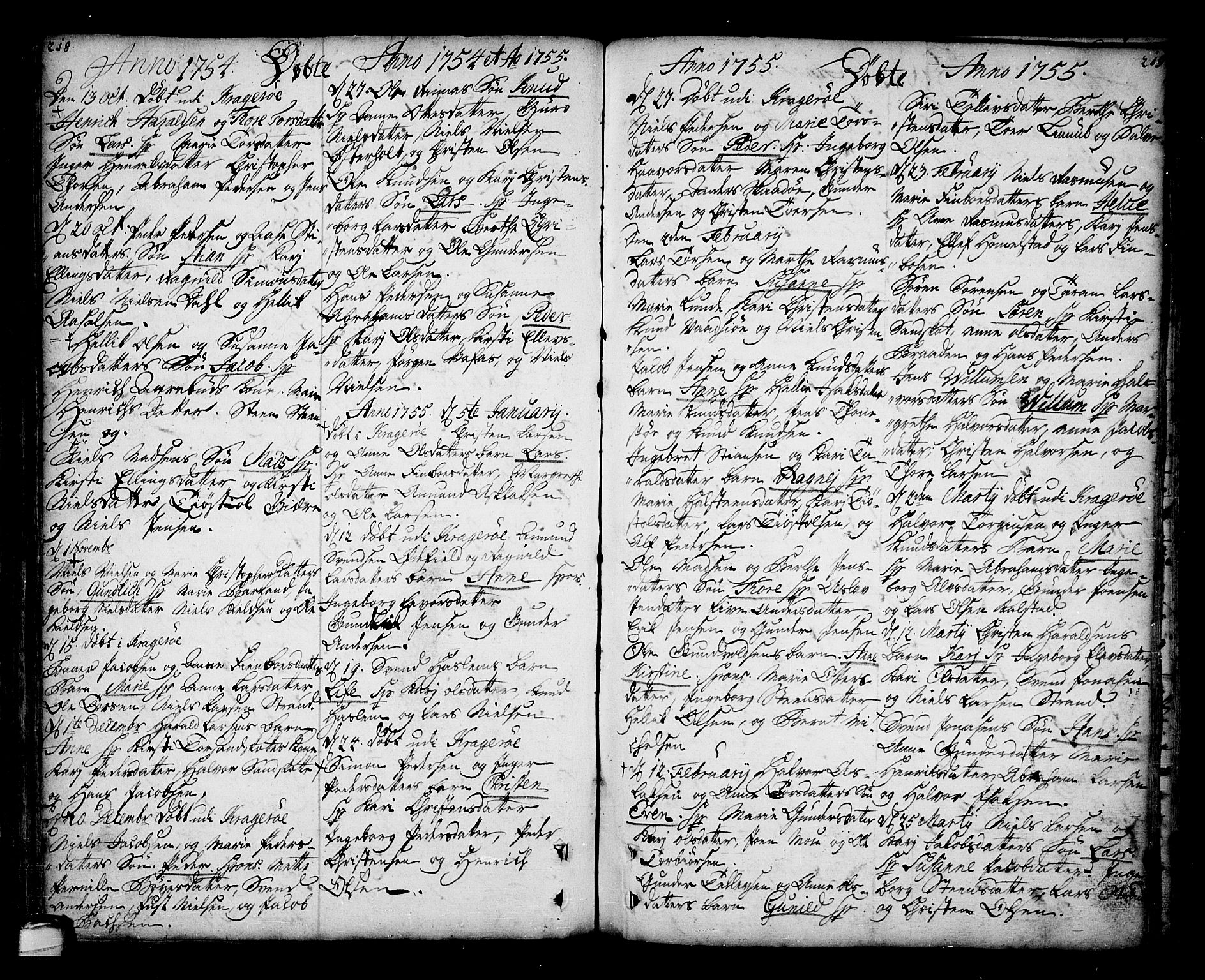 Sannidal kirkebøker, SAKO/A-296/F/Fa/L0001: Parish register (official) no. 1, 1702-1766, p. 218-219