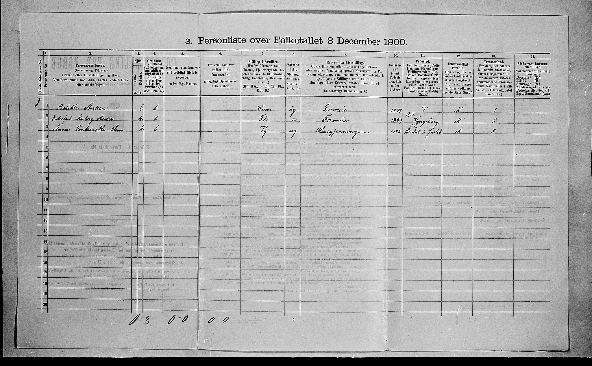 RA, 1900 census for Sandsvær, 1900, p. 1576