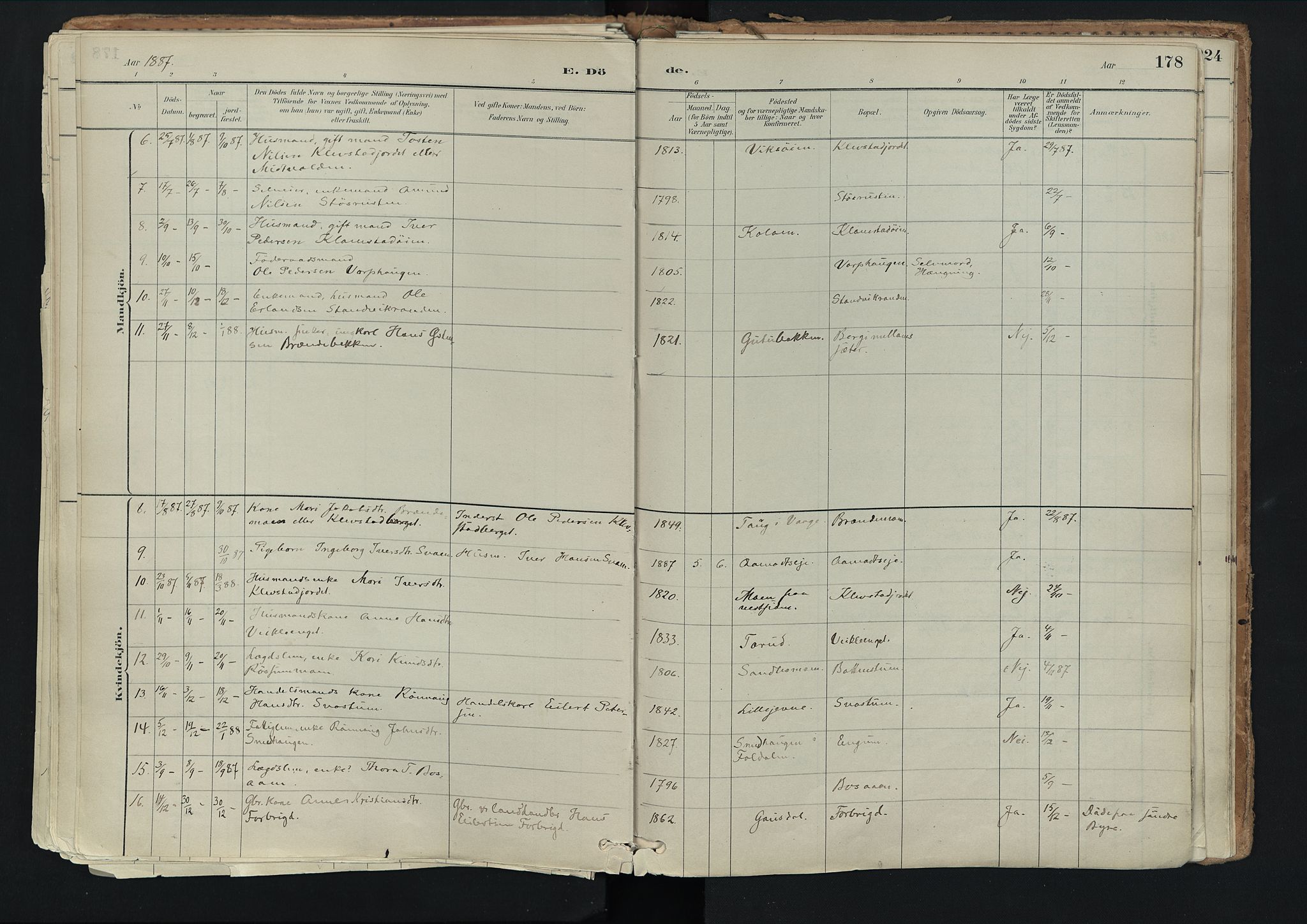 Nord-Fron prestekontor, SAH/PREST-080/H/Ha/Haa/L0003: Parish register (official) no. 3, 1884-1914, p. 178