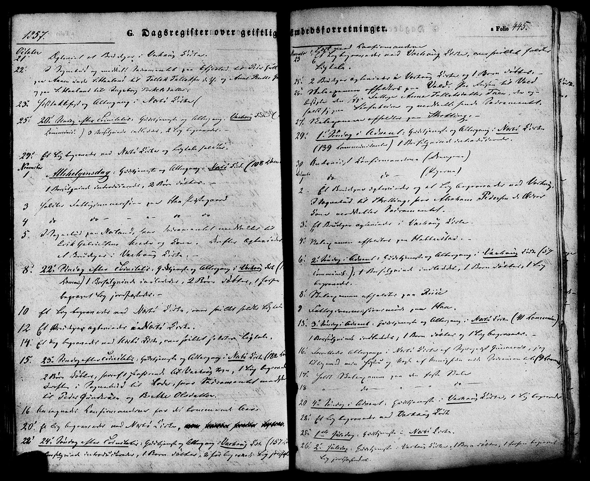 Hå sokneprestkontor, SAST/A-101801/001/30BA/L0008: Parish register (official) no. A 7, 1853-1878, p. 445