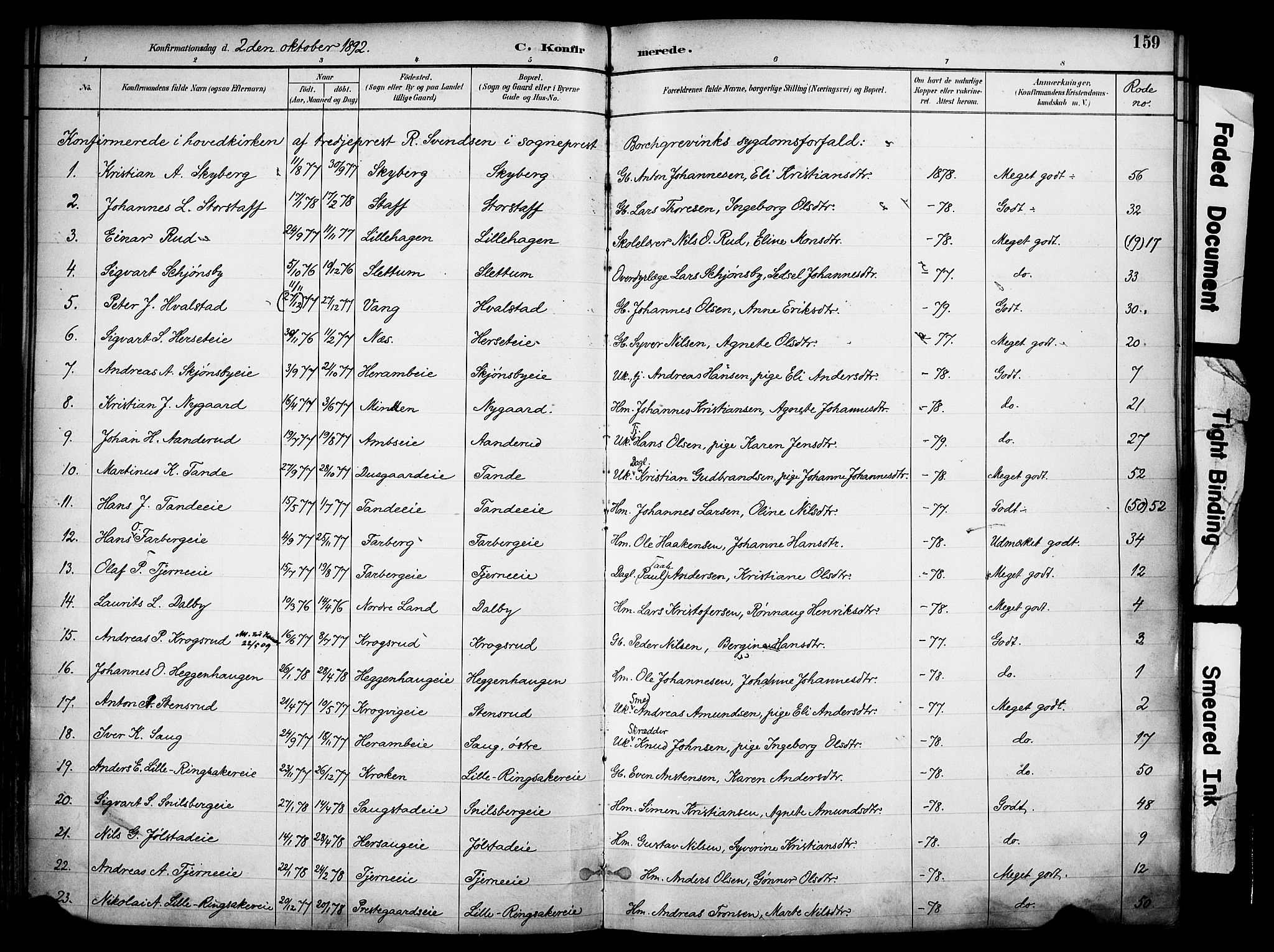 Ringsaker prestekontor, SAH/PREST-014/K/Ka/L0017: Parish register (official) no. 17, 1891-1902, p. 159