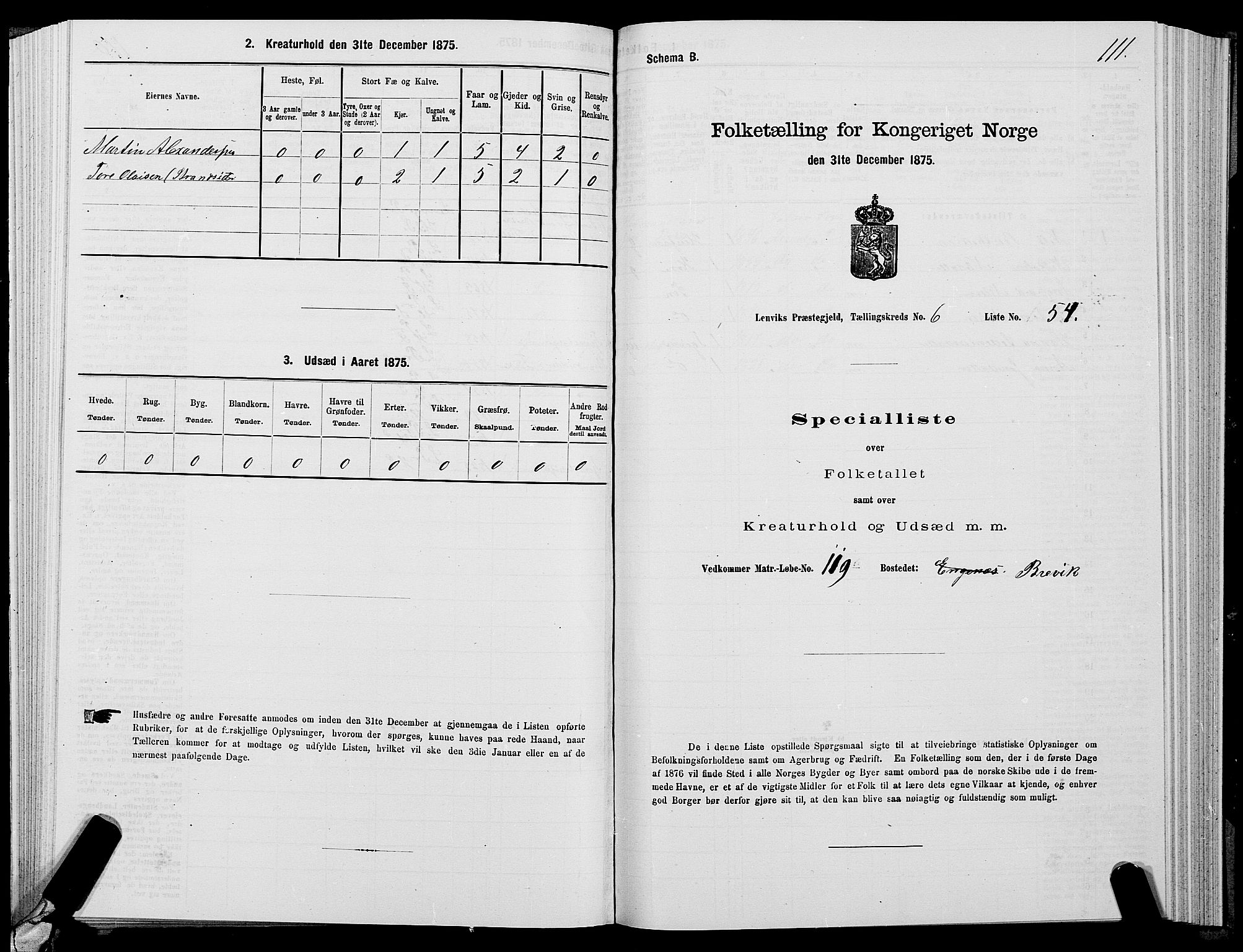 SATØ, 1875 census for 1931P Lenvik, 1875, p. 4111