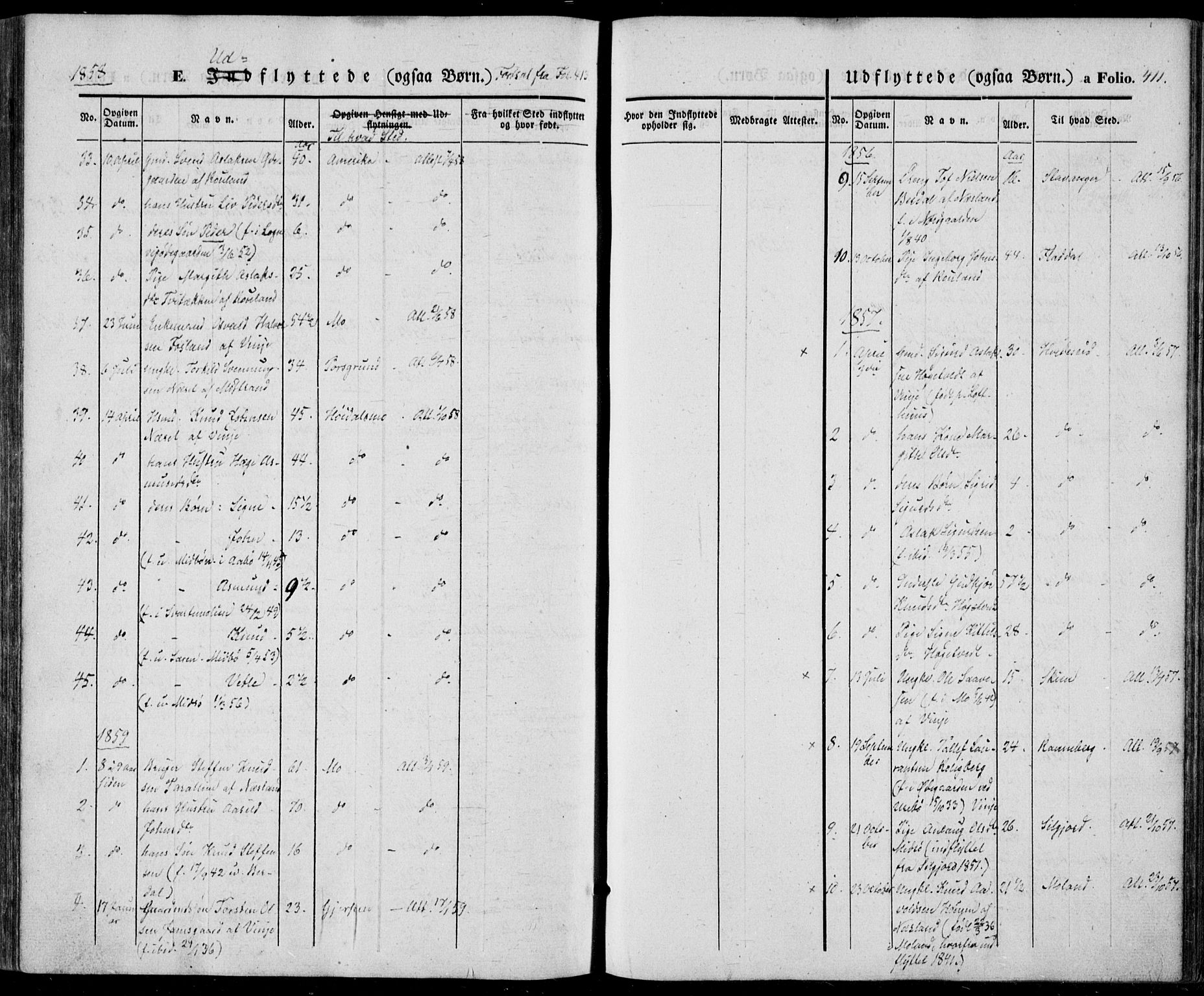 Vinje kirkebøker, SAKO/A-312/F/Fa/L0004: Parish register (official) no. I 4, 1843-1869, p. 411
