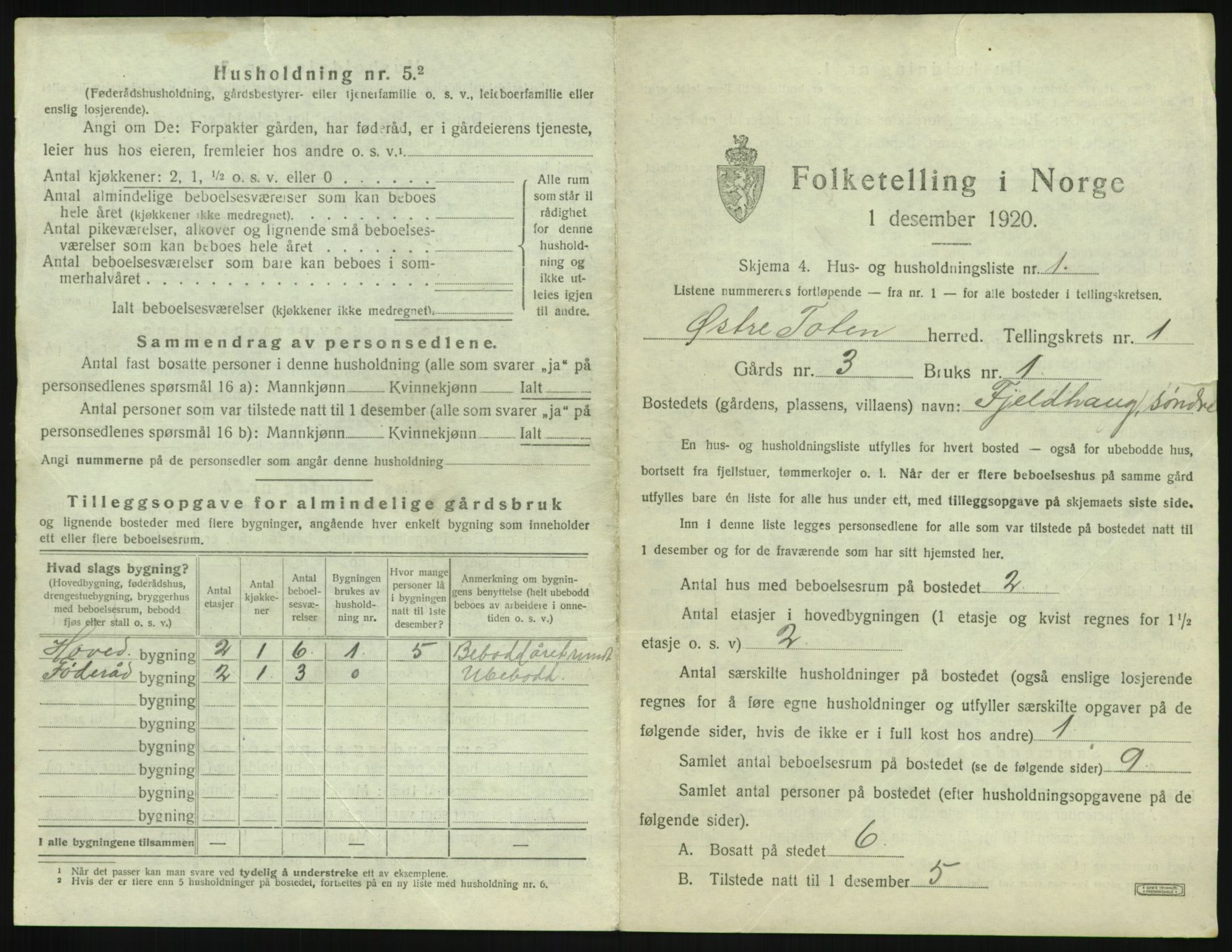 SAH, 1920 census for Østre Toten, 1920, p. 72