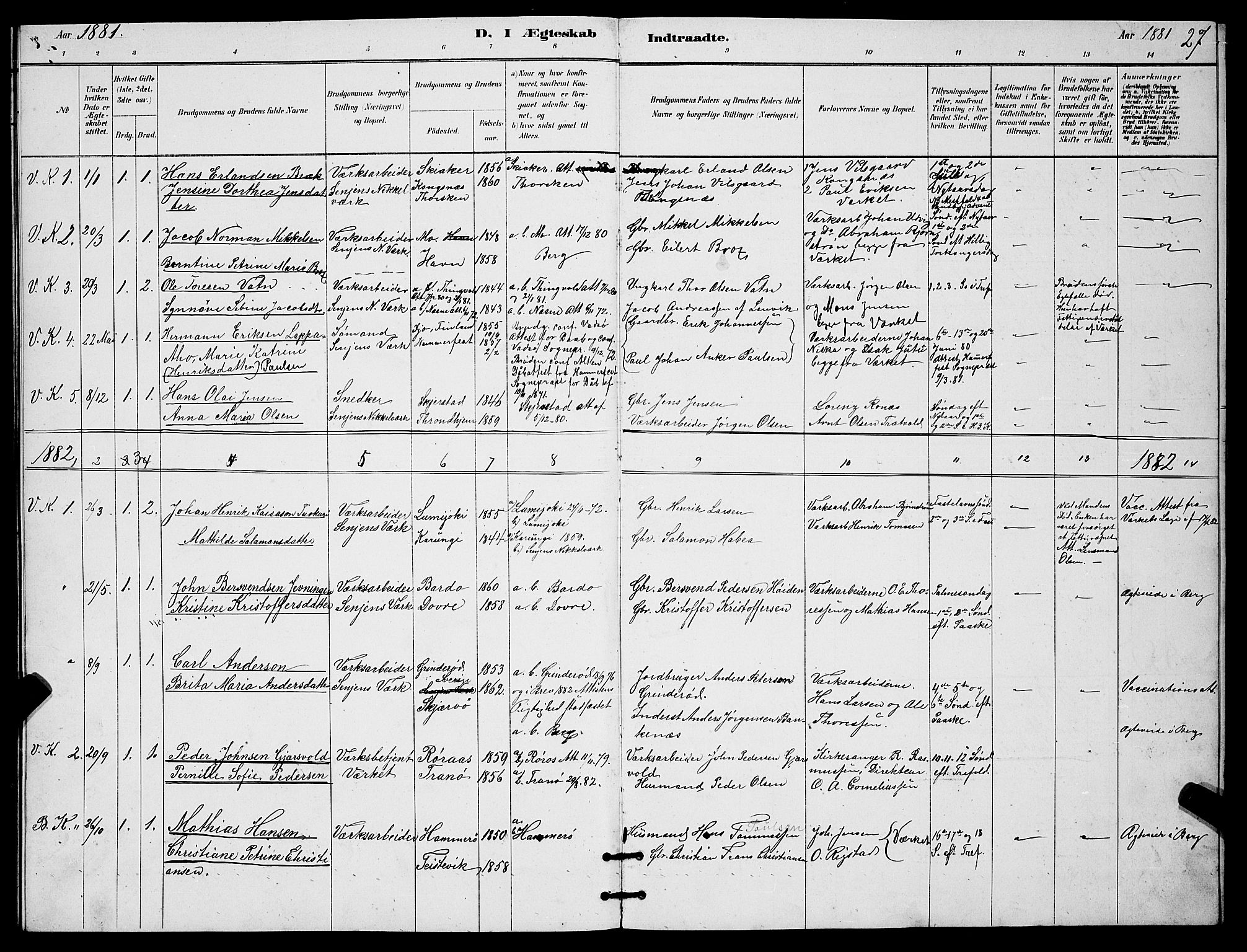 Berg sokneprestkontor, SATØ/S-1318/G/Ga/Gab/L0017klokker: Parish register (copy) no. 17, 1881-1887, p. 27