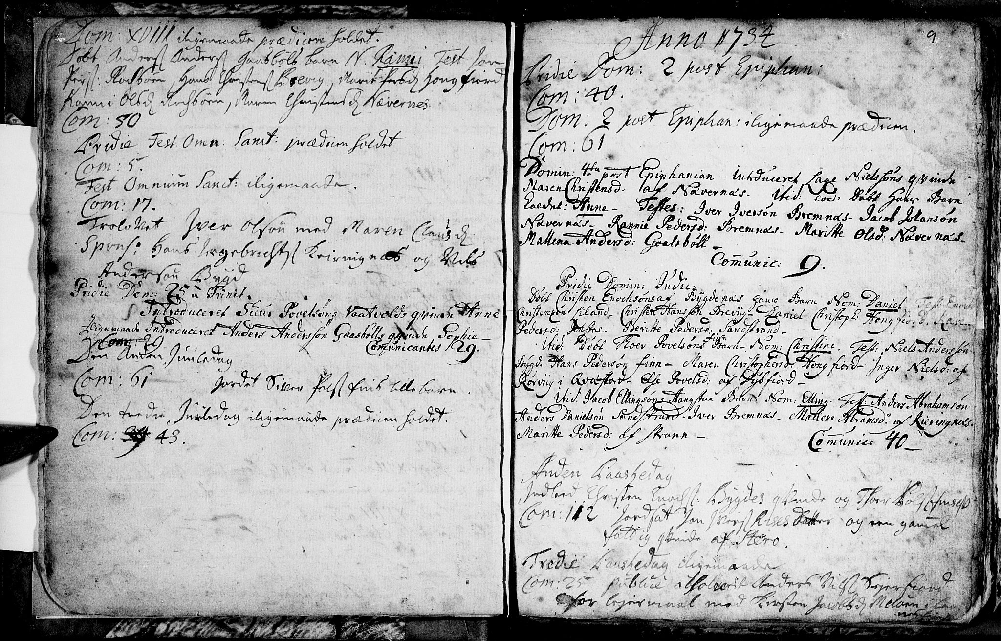 Ministerialprotokoller, klokkerbøker og fødselsregistre - Nordland, SAT/A-1459/895/L1366: Parish register (official) no. 895A01, 1730-1794, p. 9