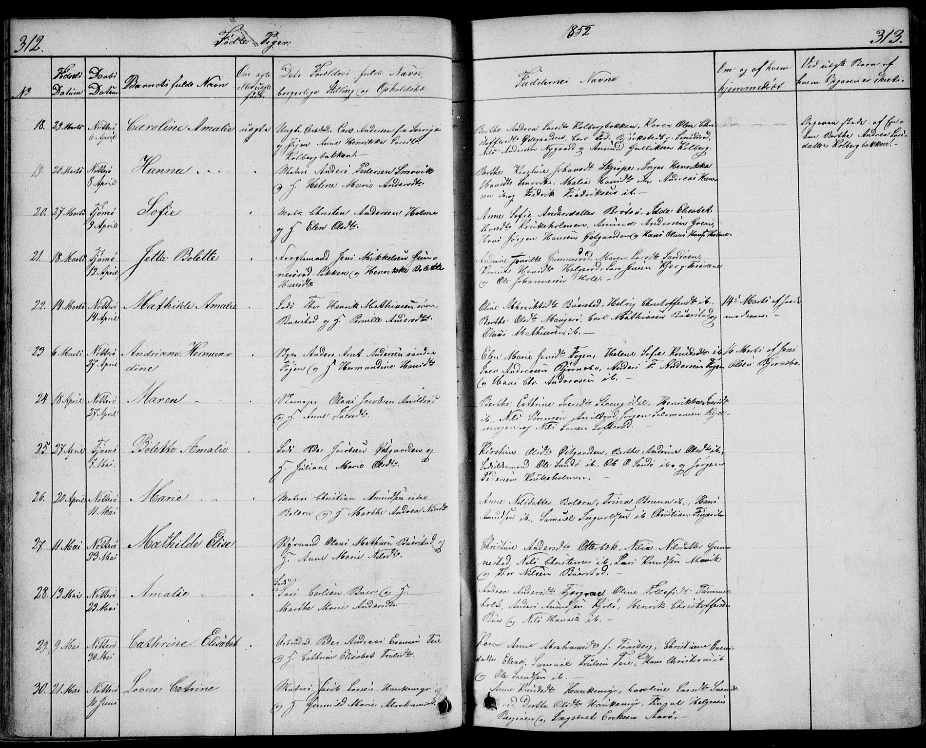 Nøtterøy kirkebøker, AV/SAKO-A-354/F/Fa/L0005: Parish register (official) no. I 5, 1839-1852, p. 312-313