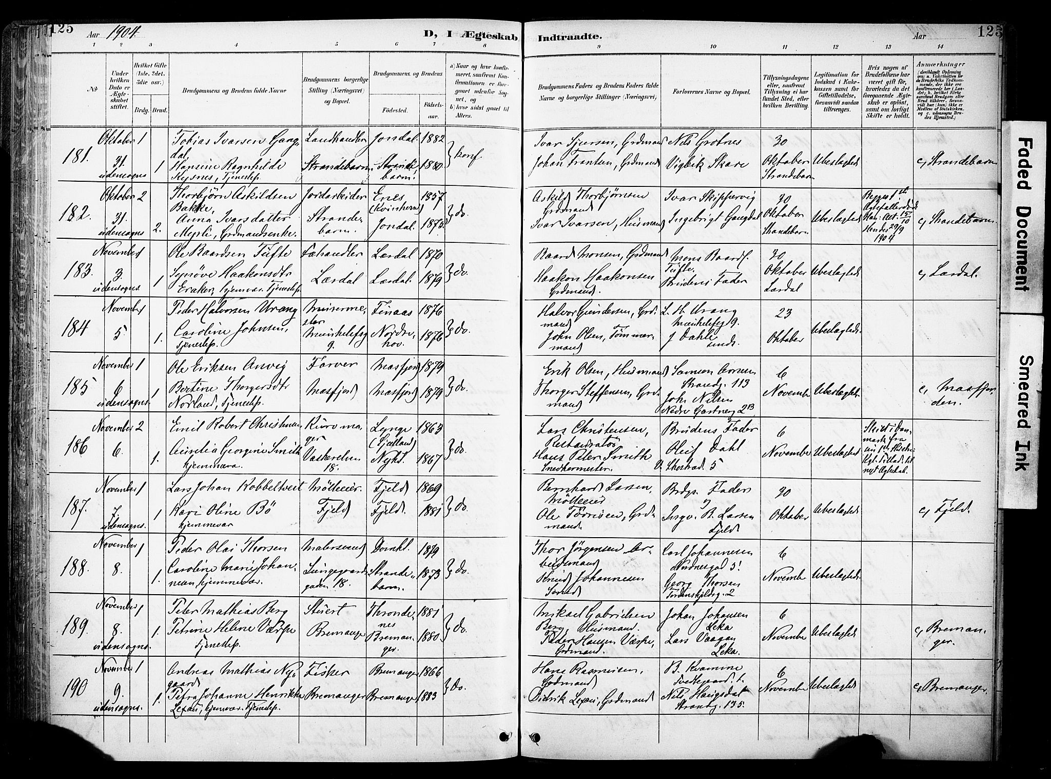 Nykirken Sokneprestembete, SAB/A-77101/H/Haa/L0034: Parish register (official) no. D 4, 1896-1905, p. 125
