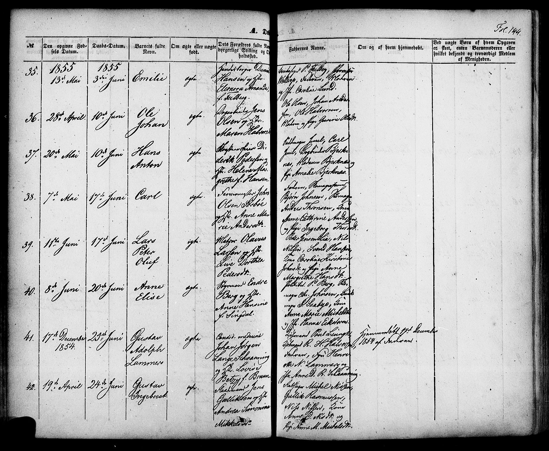 Skien kirkebøker, AV/SAKO-A-302/F/Fa/L0006a: Parish register (official) no. 6A, 1843-1856, p. 144