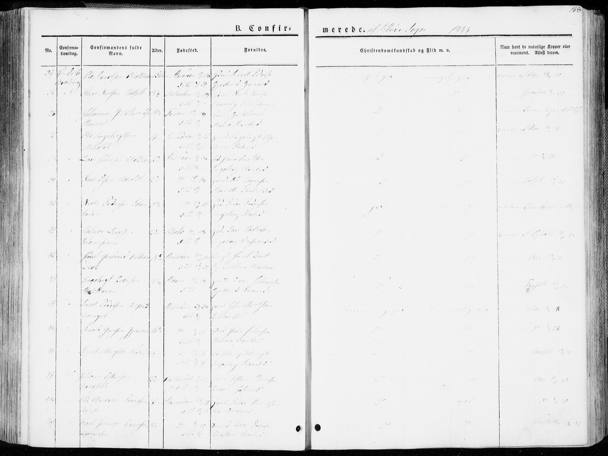 Ministerialprotokoller, klokkerbøker og fødselsregistre - Sør-Trøndelag, AV/SAT-A-1456/606/L0290: Parish register (official) no. 606A05, 1841-1847, p. 168