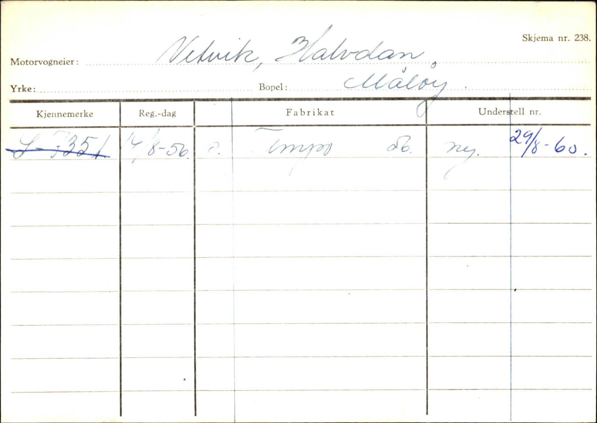 Statens vegvesen, Sogn og Fjordane vegkontor, AV/SAB-A-5301/4/F/L0145: Registerkort Vågsøy S-Å. Årdal I-P, 1945-1975, p. 686