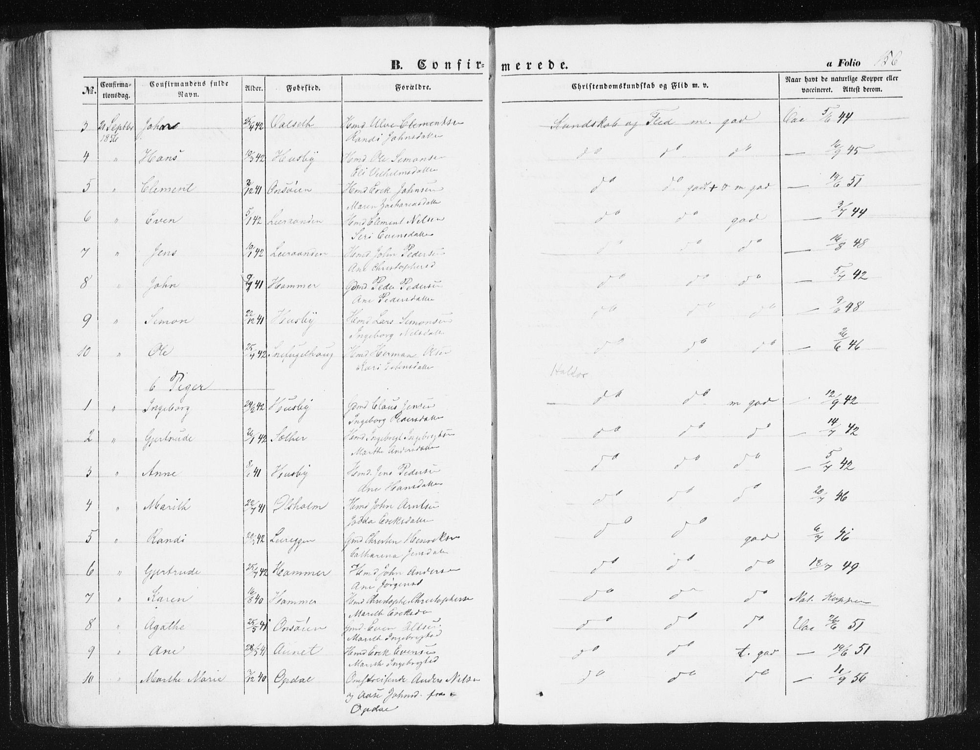 Ministerialprotokoller, klokkerbøker og fødselsregistre - Sør-Trøndelag, SAT/A-1456/612/L0376: Parish register (official) no. 612A08, 1846-1859, p. 156