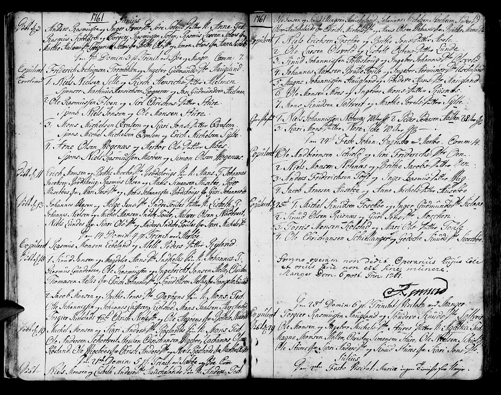 Manger sokneprestembete, SAB/A-76801/H/Haa: Parish register (official) no. A 1, 1759-1791, p. 19