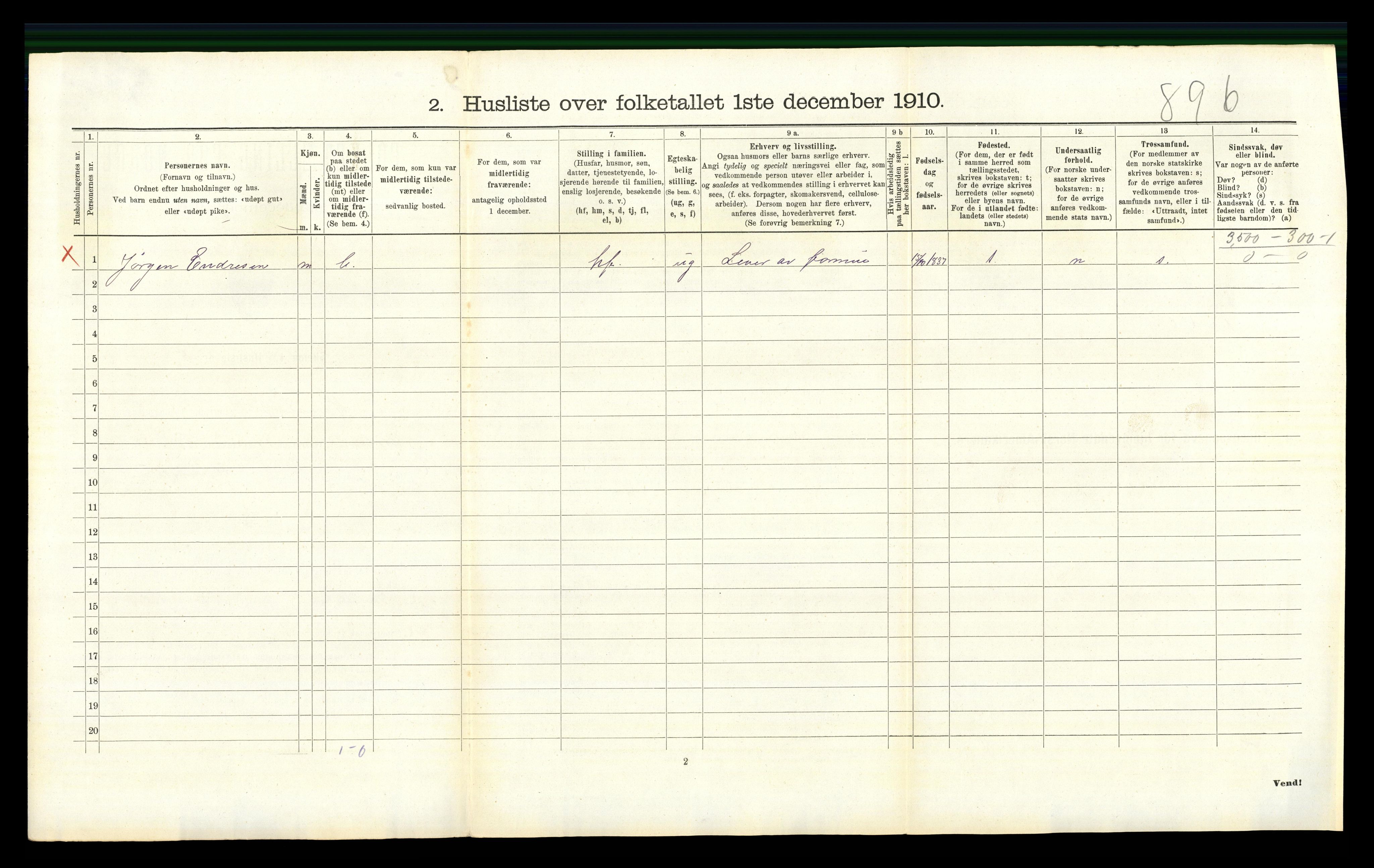 RA, 1910 census for Hemsedal, 1910, p. 359