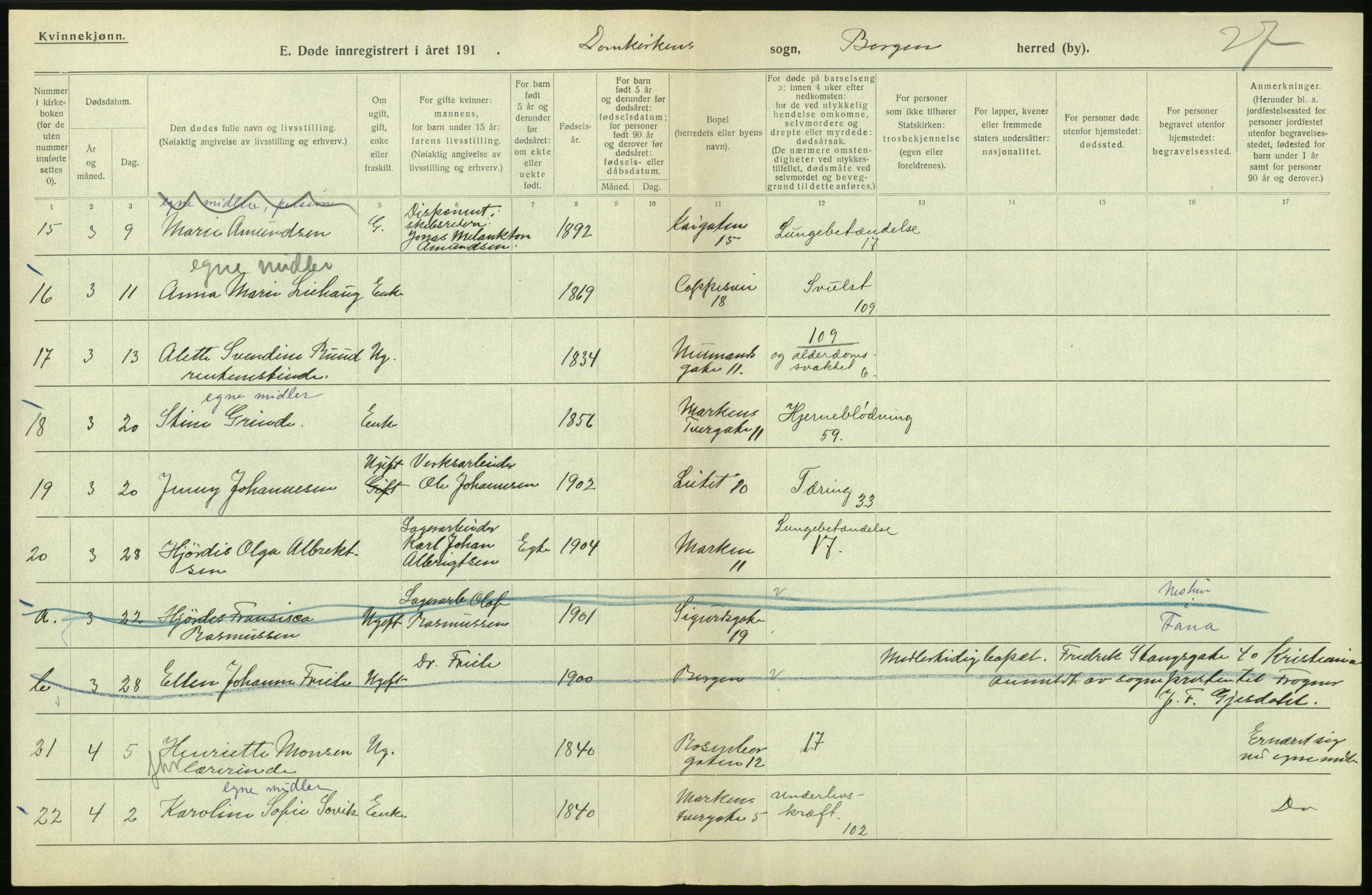 Statistisk sentralbyrå, Sosiodemografiske emner, Befolkning, RA/S-2228/D/Df/Dfb/Dfbi/L0035: Bergen: Gifte, døde, dødfødte., 1919, p. 674