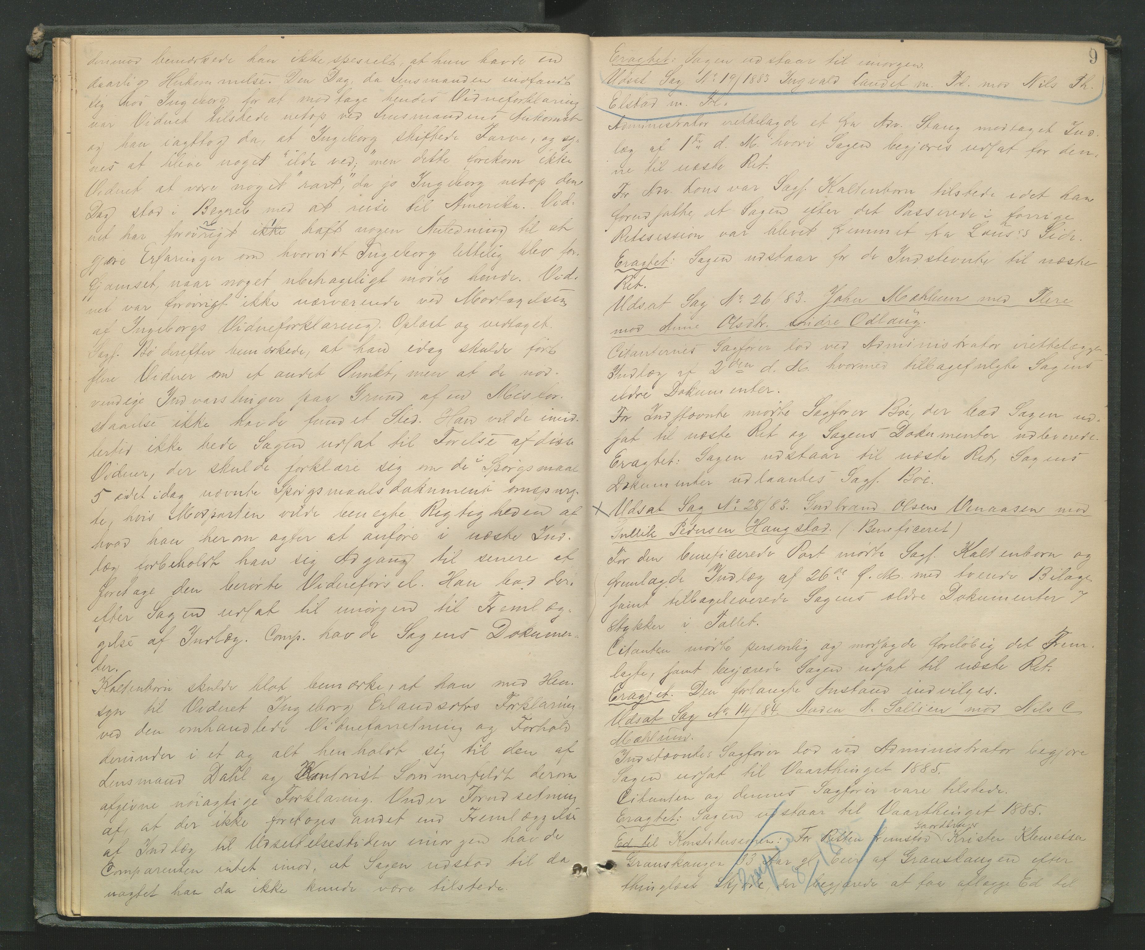 Mellom-Gudbrandsdal sorenskriveri, AV/SAH-TING-038/G/Gb/L0007: Tingbok, 1884-1888, p. 8b-9a