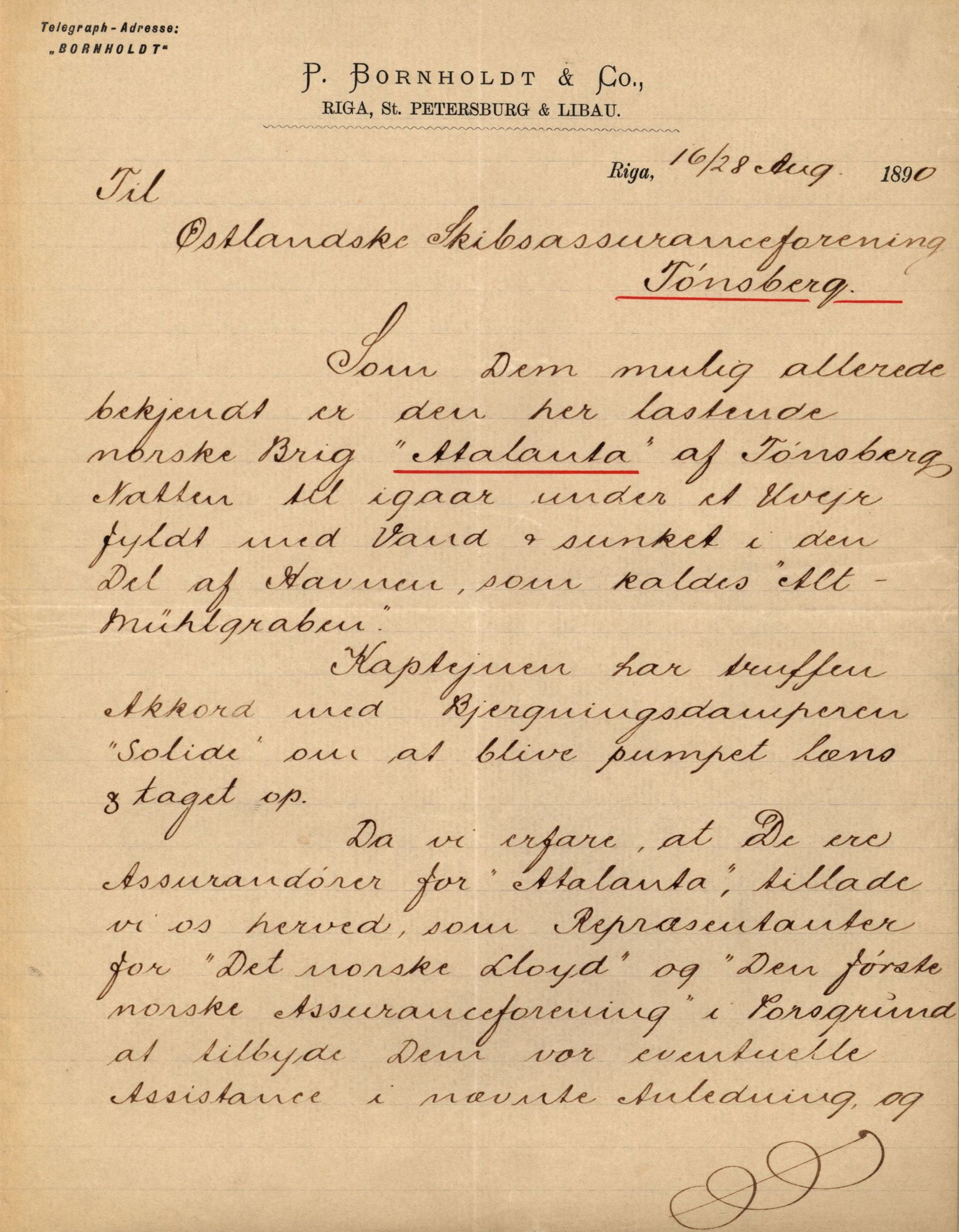 Pa 63 - Østlandske skibsassuranceforening, VEMU/A-1079/G/Ga/L0026/0008: Havaridokumenter / Bernadotte, Bardeu, Augustinus, Atlanta, Arne, 1890, p. 48