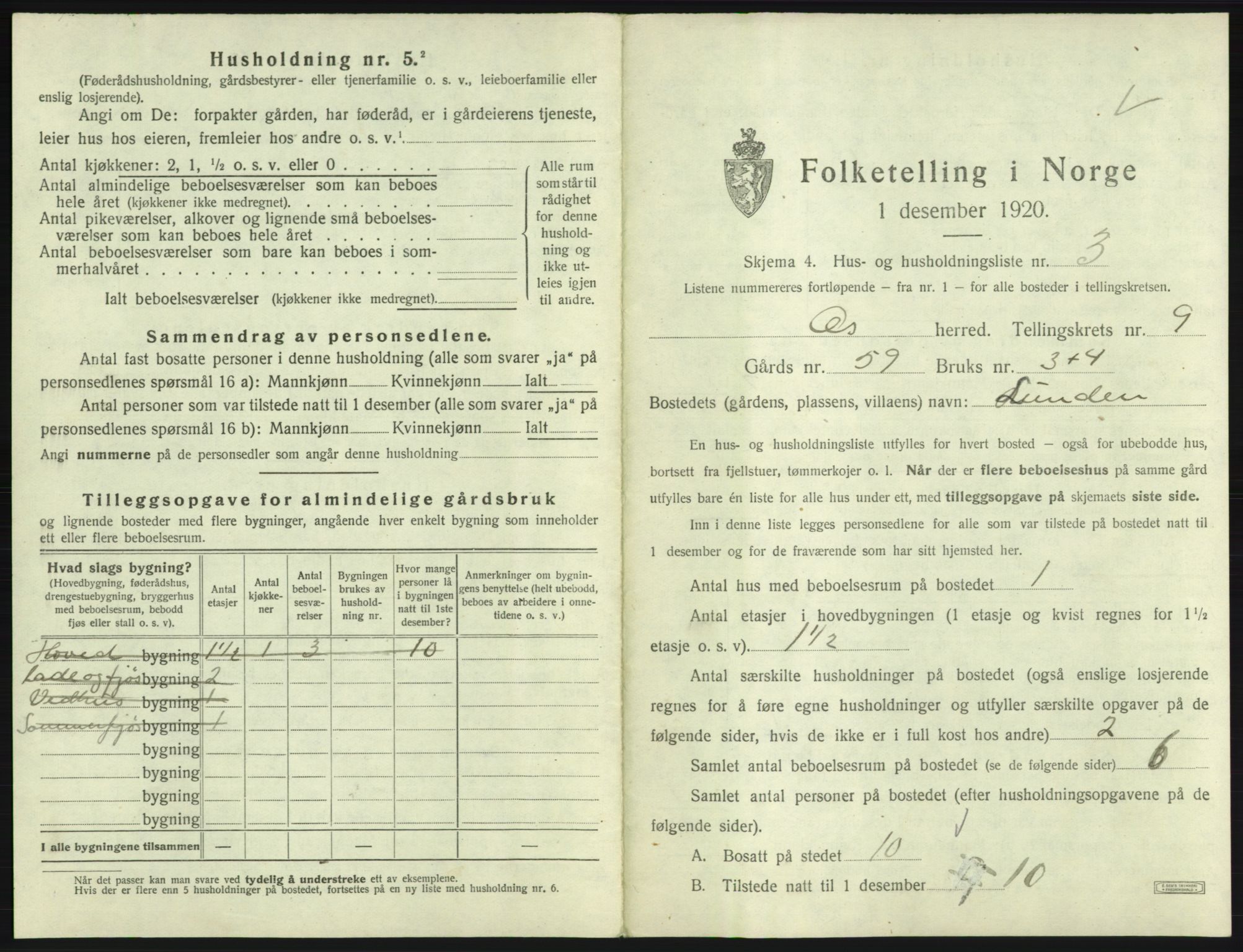 SAB, 1920 census for Os, 1920, p. 930