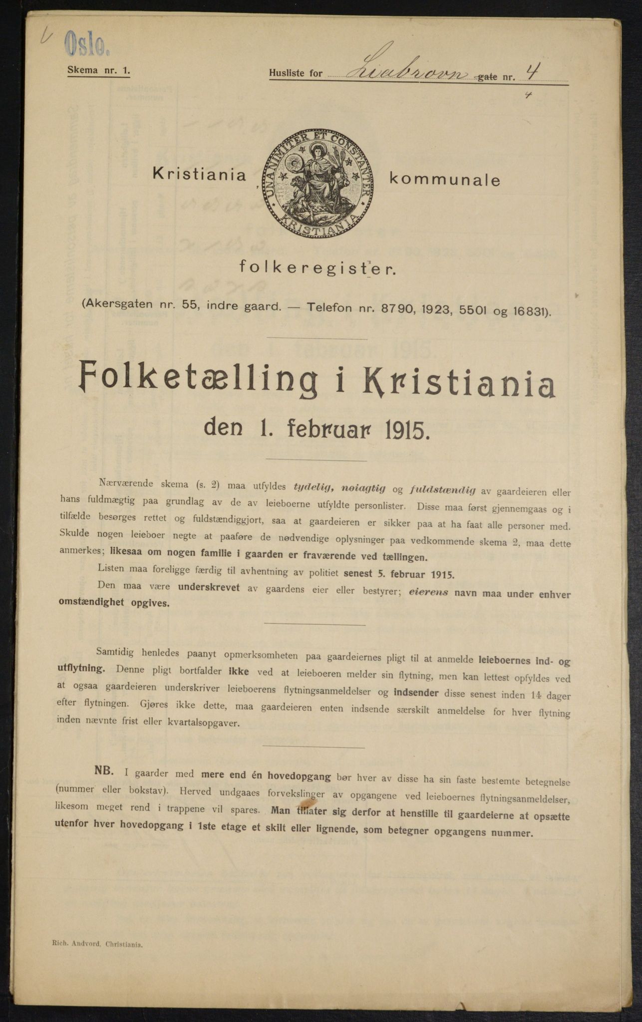 OBA, Municipal Census 1915 for Kristiania, 1915, p. 57287