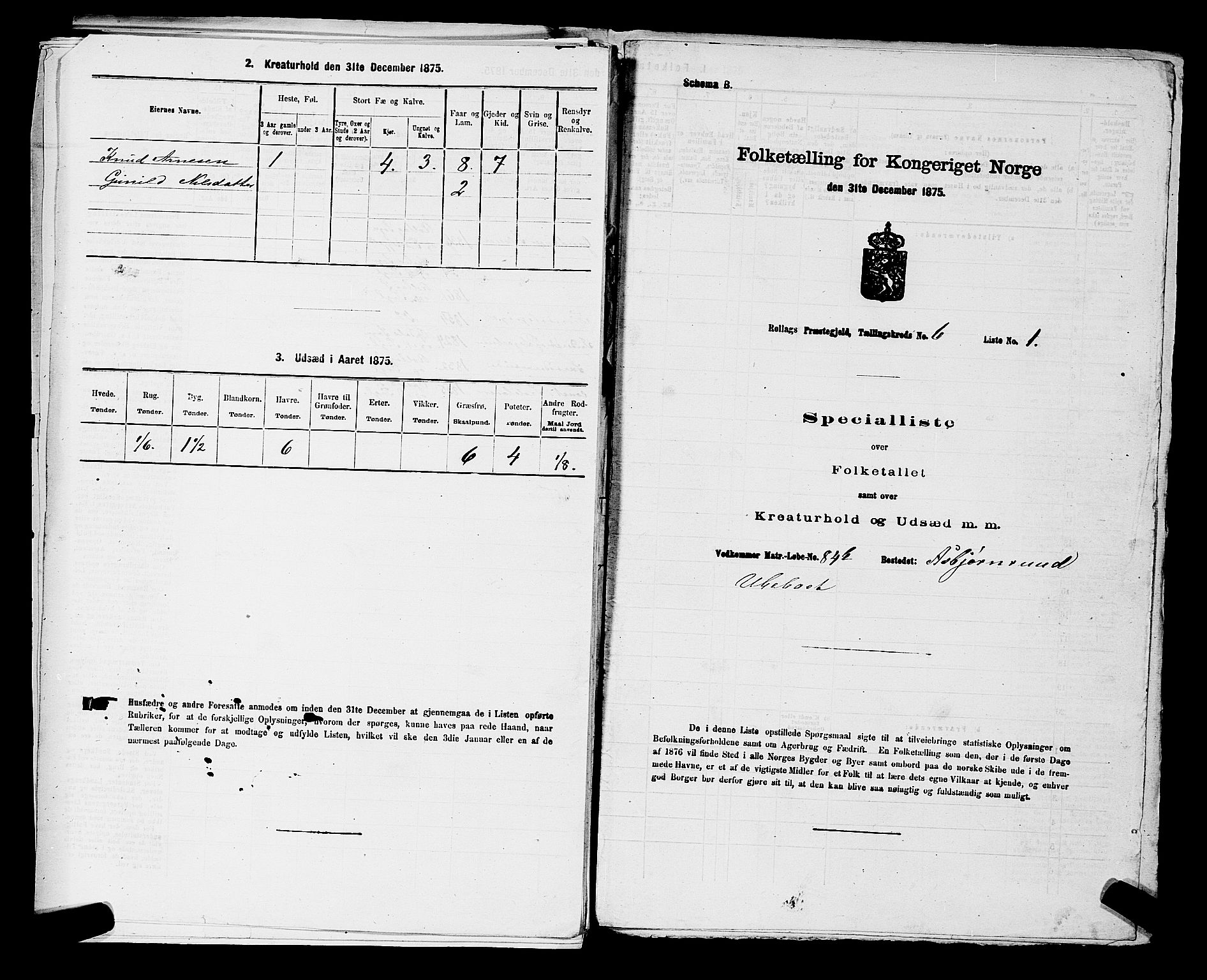 SAKO, 1875 census for 0632P Rollag, 1875, p. 429