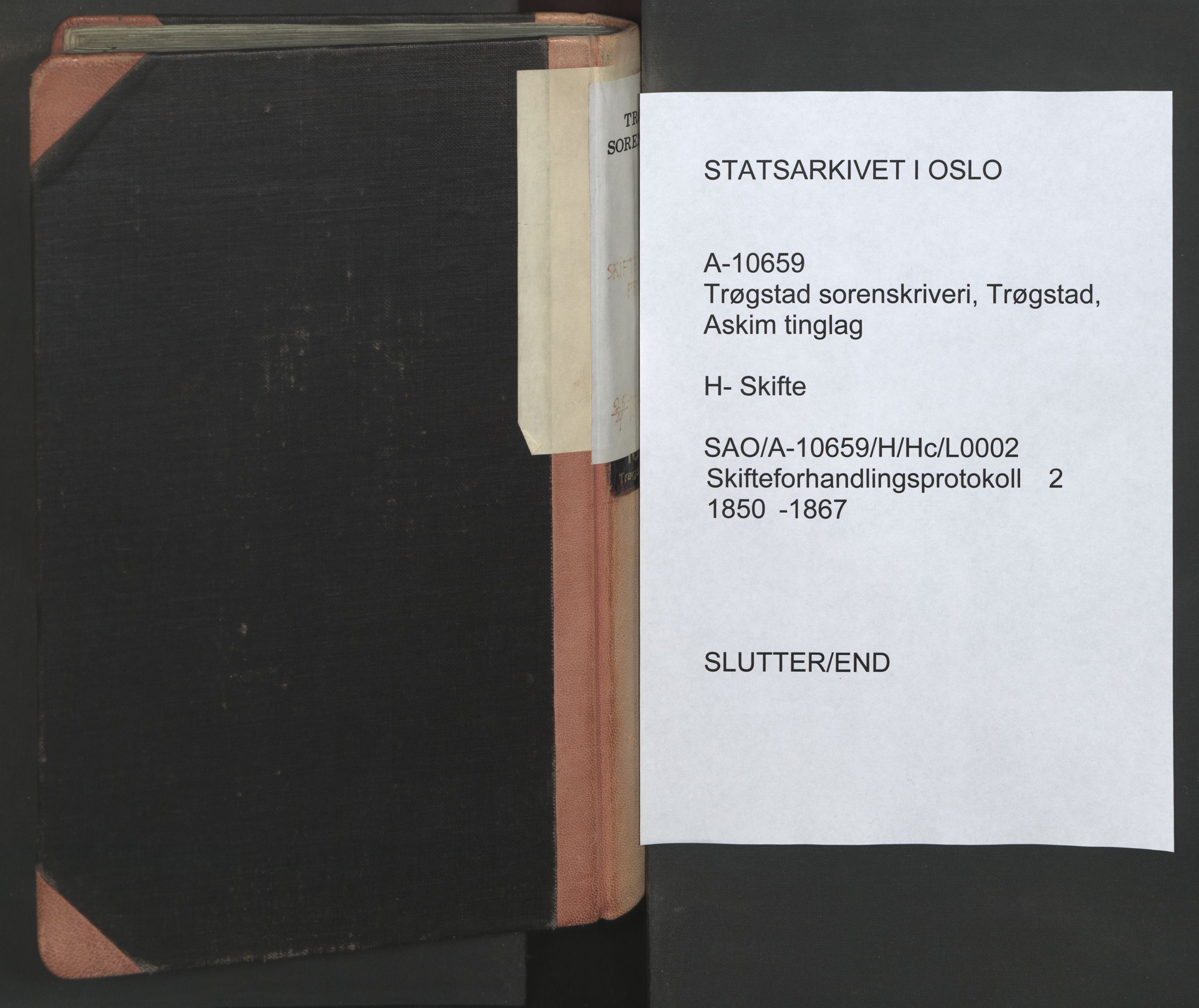 Trøgstad sorenskriveri, SAO/A-10659/H/Hc/L0002: Skifteforhandlingsprotokoller, 1850-1867