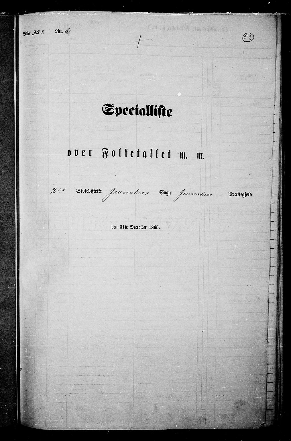 RA, 1865 census for Jevnaker, 1865, p. 50
