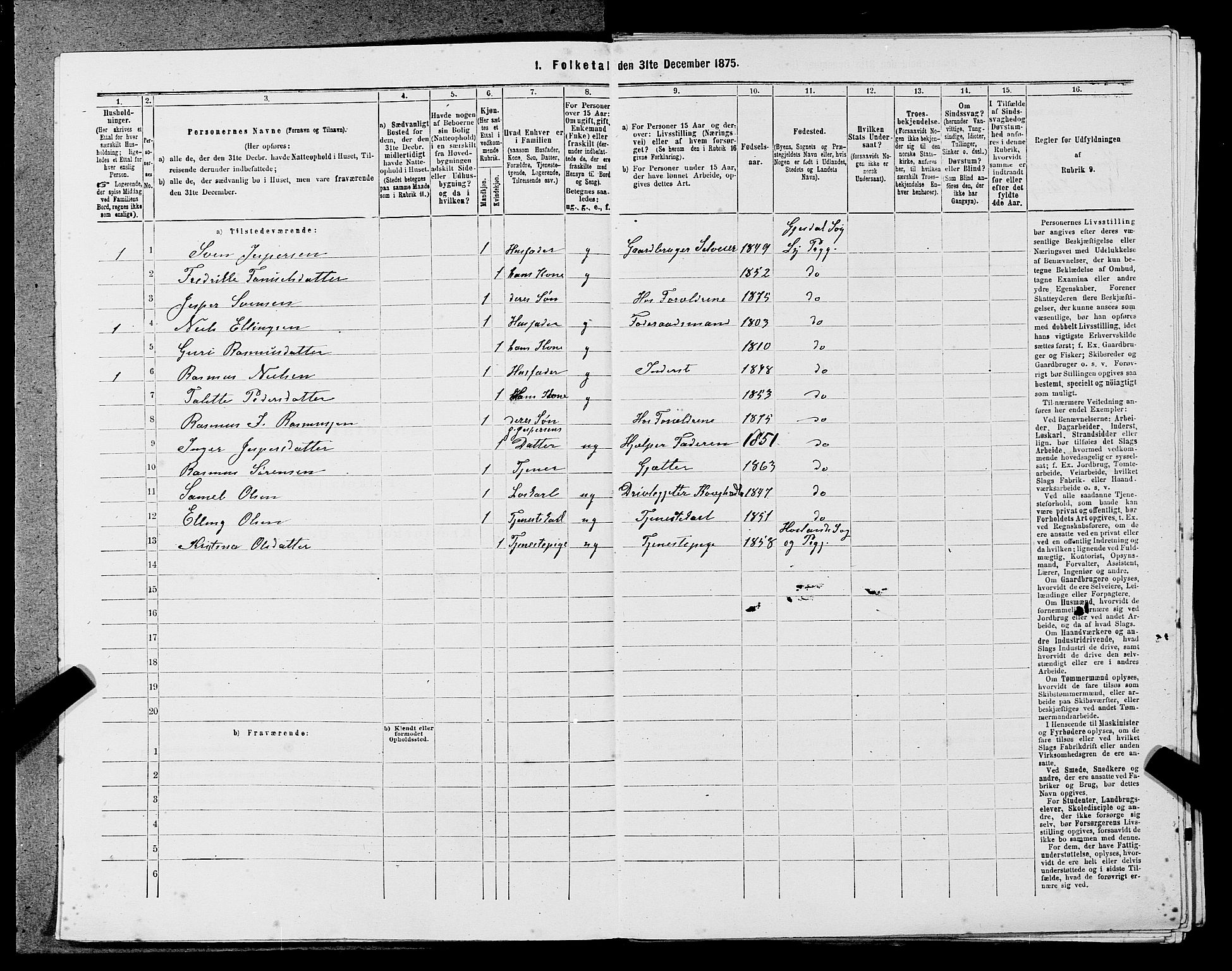 SAST, 1875 census for 1121P Lye, 1875, p. 1028