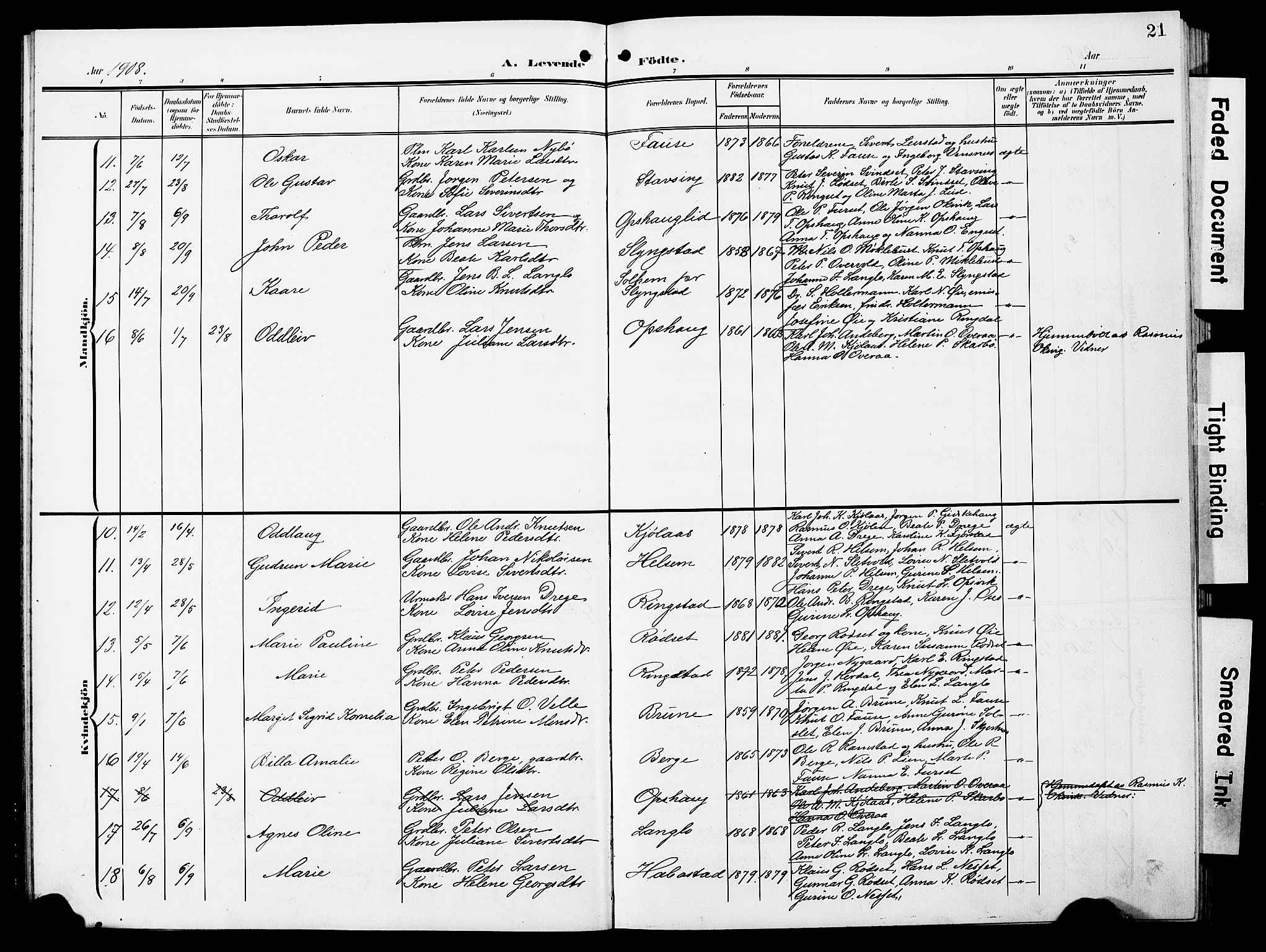 Ministerialprotokoller, klokkerbøker og fødselsregistre - Møre og Romsdal, AV/SAT-A-1454/520/L0293: Parish register (copy) no. 520C05, 1902-1923, p. 21