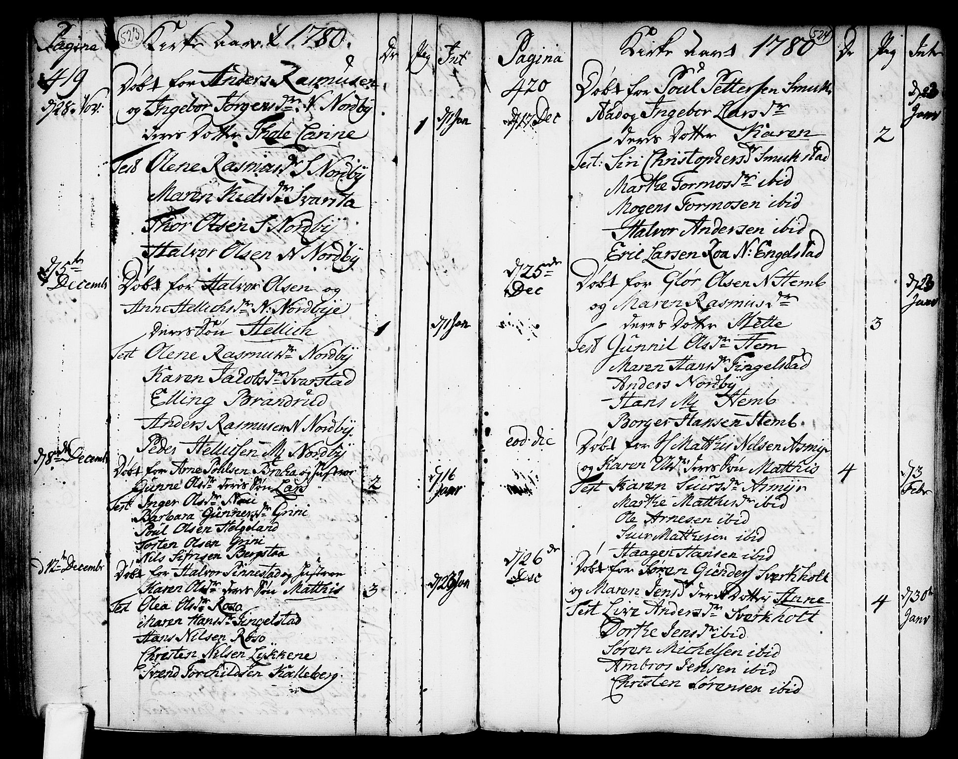 Lardal kirkebøker, SAKO/A-350/F/Fa/L0003: Parish register (official) no. I 3, 1733-1815, p. 523-524