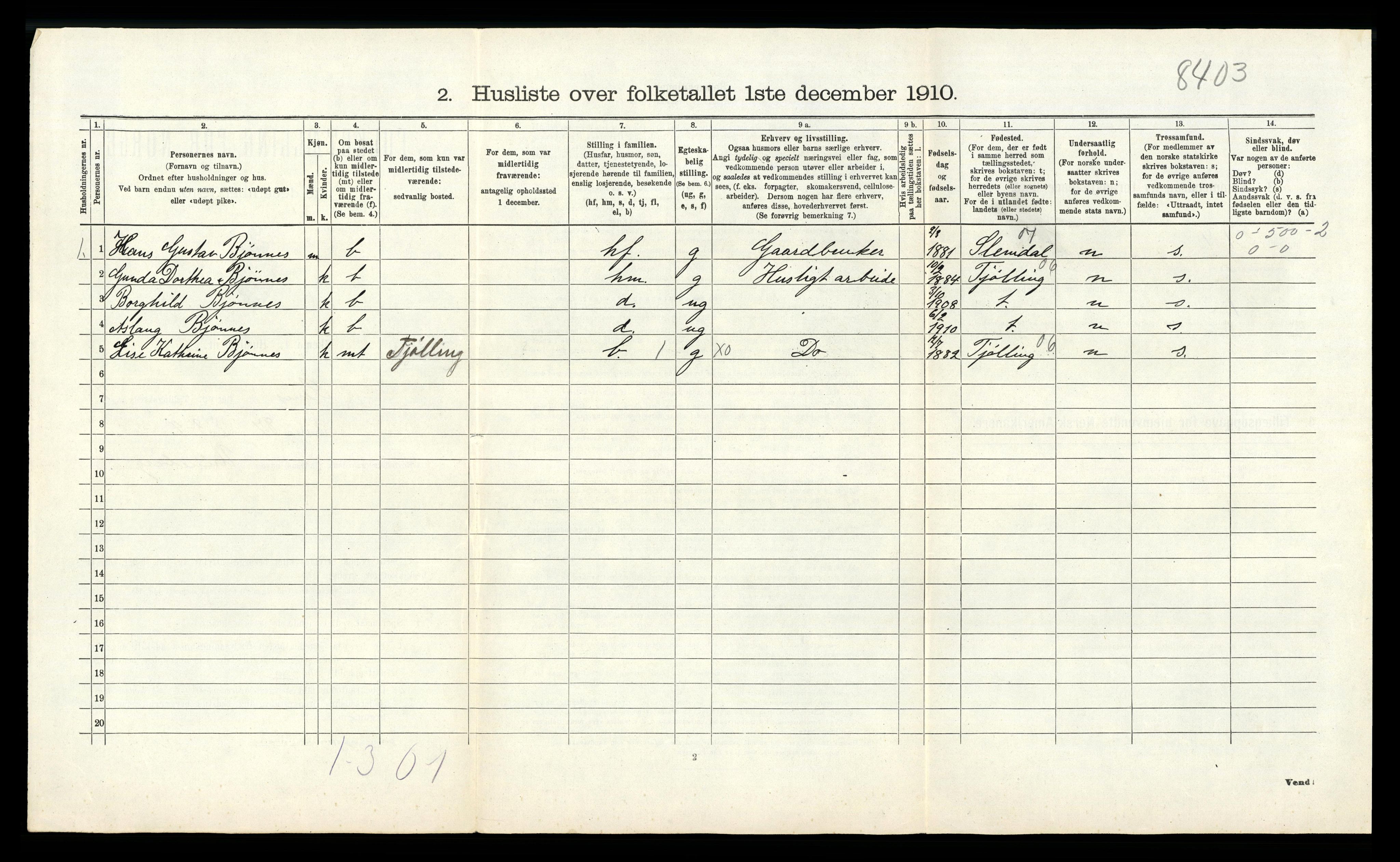 RA, 1910 census for Sem, 1910, p. 1035