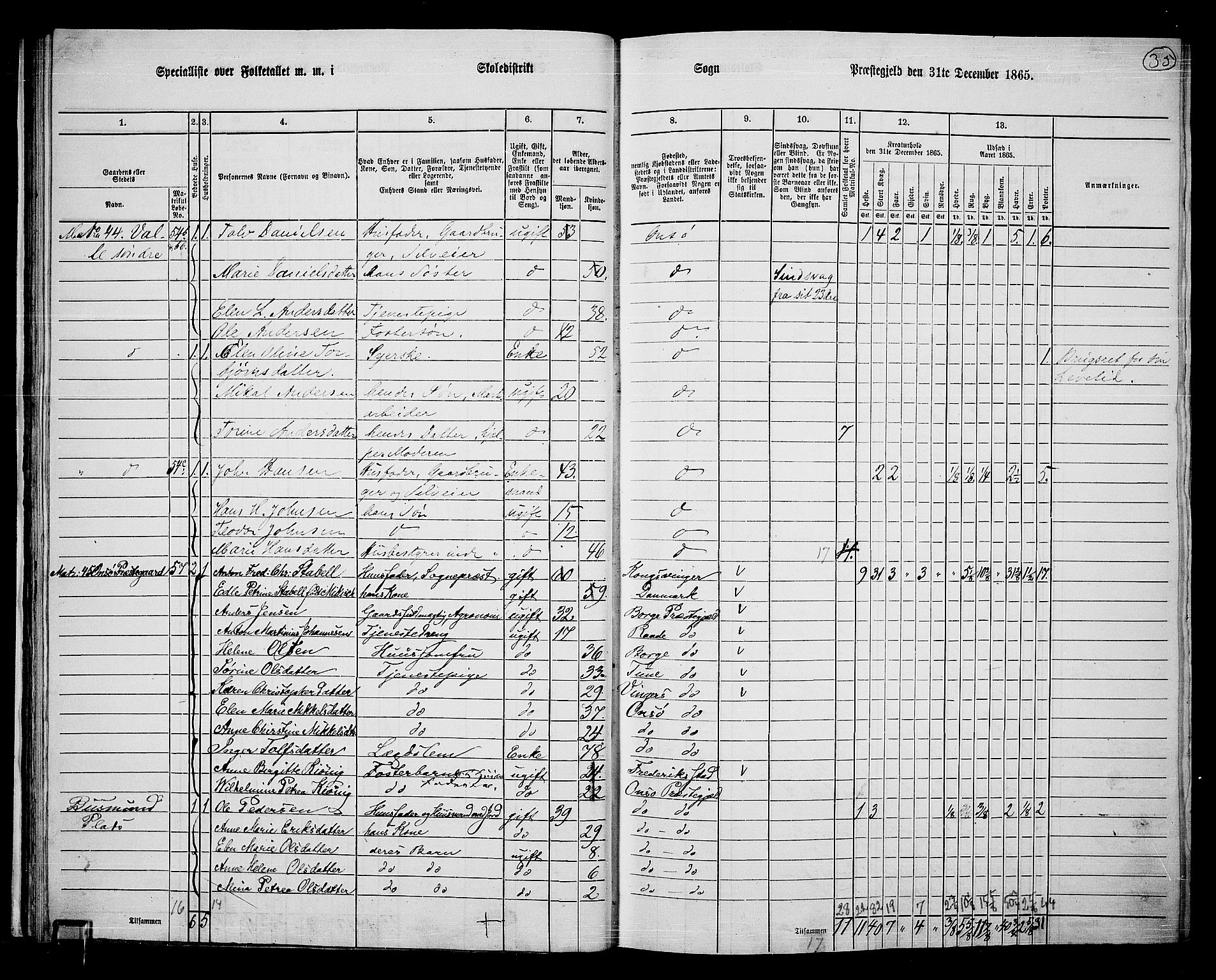 RA, 1865 census for Onsøy, 1865, p. 36