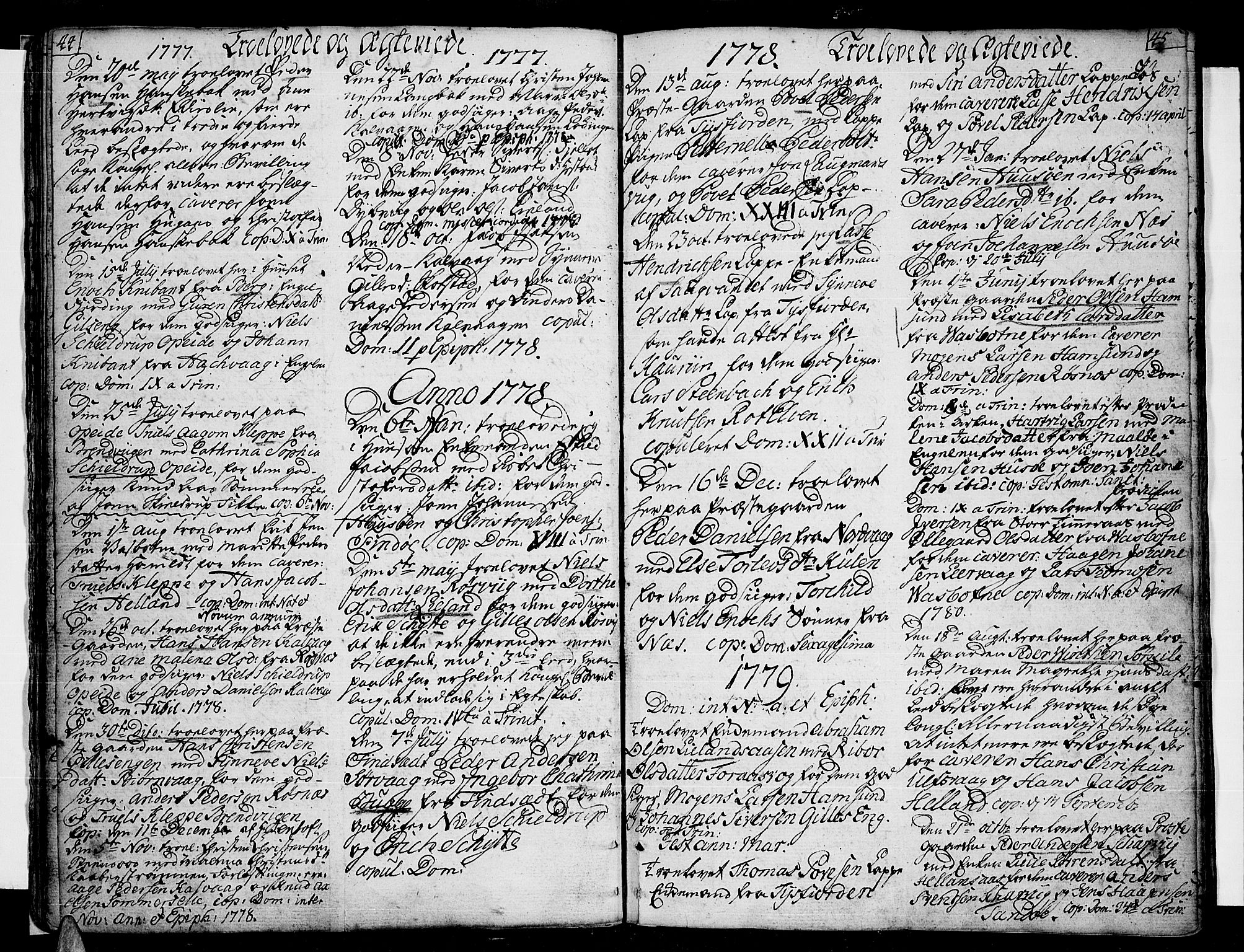 Ministerialprotokoller, klokkerbøker og fødselsregistre - Nordland, SAT/A-1459/859/L0841: Parish register (official) no. 859A01, 1766-1821, p. 44-45