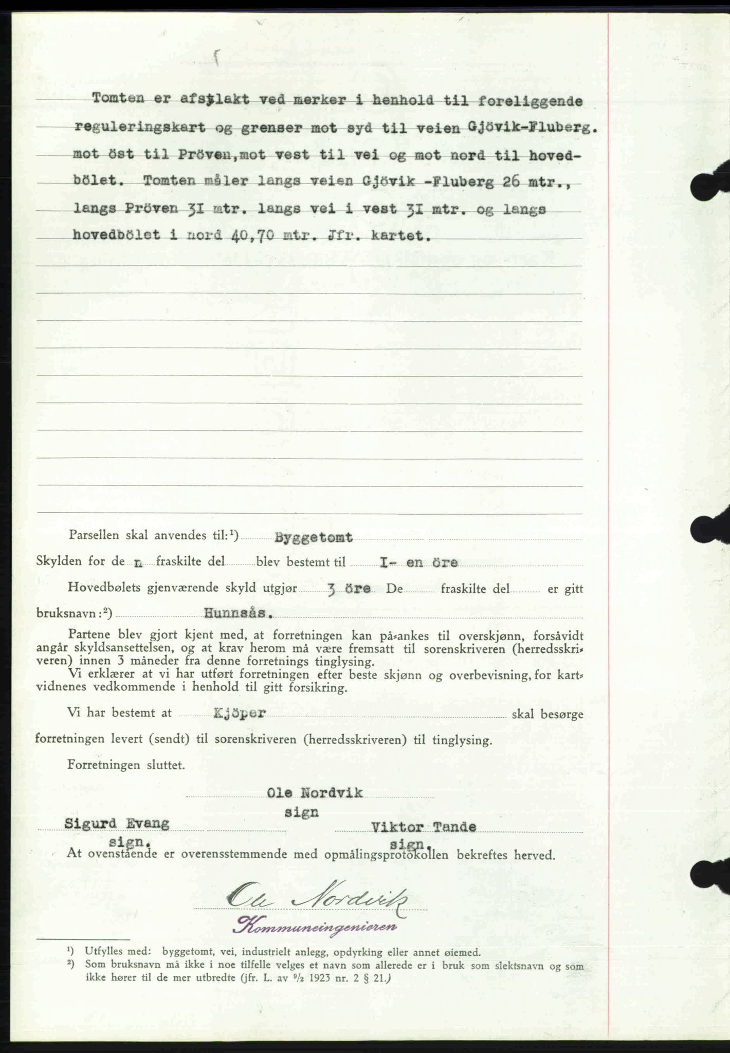 Toten tingrett, SAH/TING-006/H/Hb/Hbc/L0008: Mortgage book no. Hbc-08, 1941-1941, Diary no: : 2188/1941
