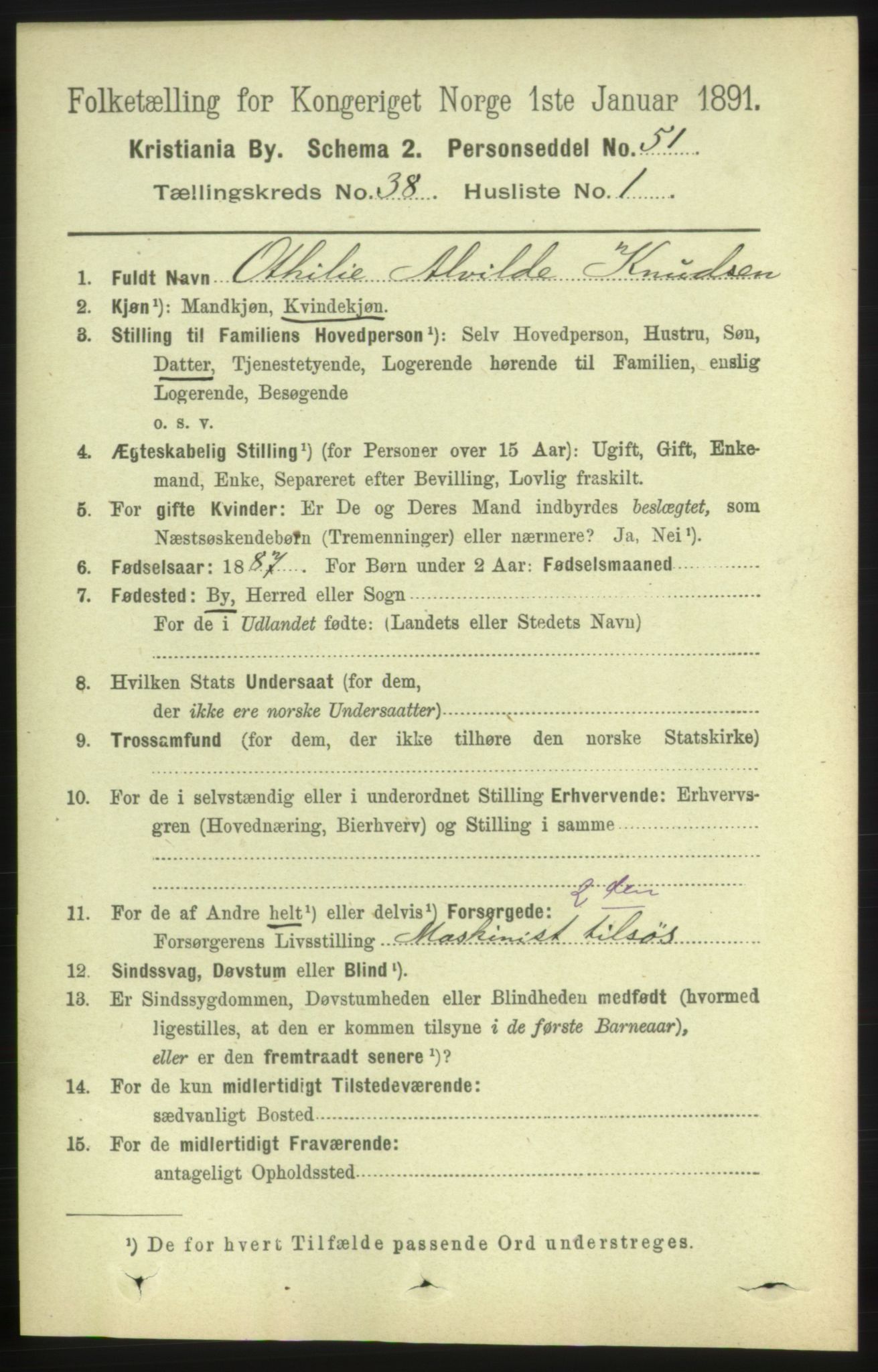 RA, 1891 census for 0301 Kristiania, 1891, p. 21327