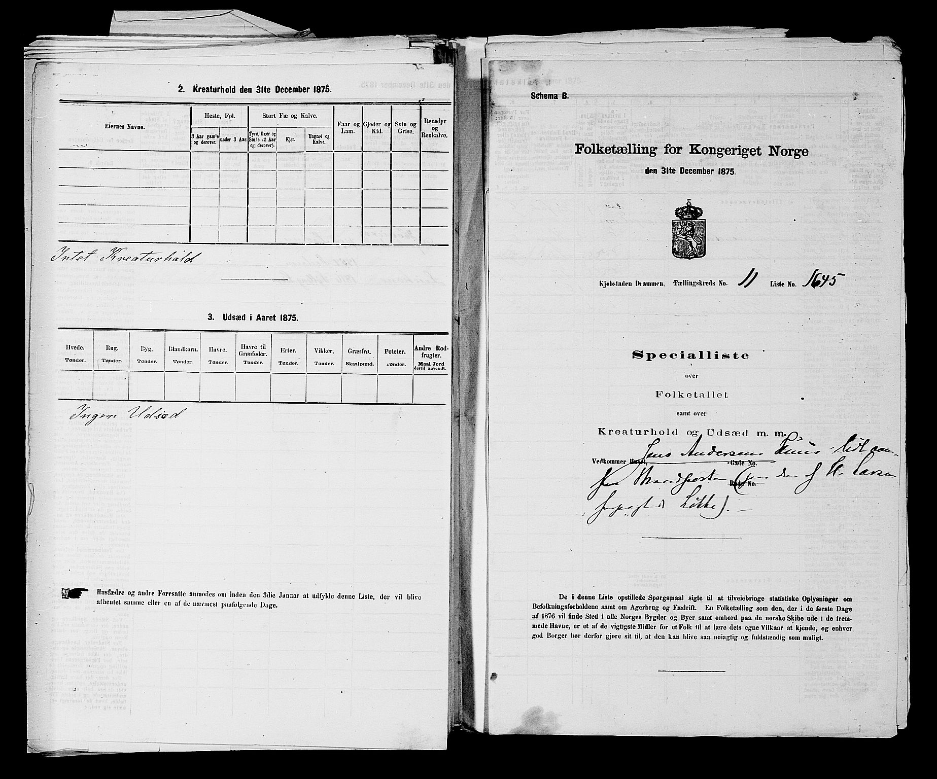 SAKO, 1875 census for 0602 Drammen, 1875, p. 1134