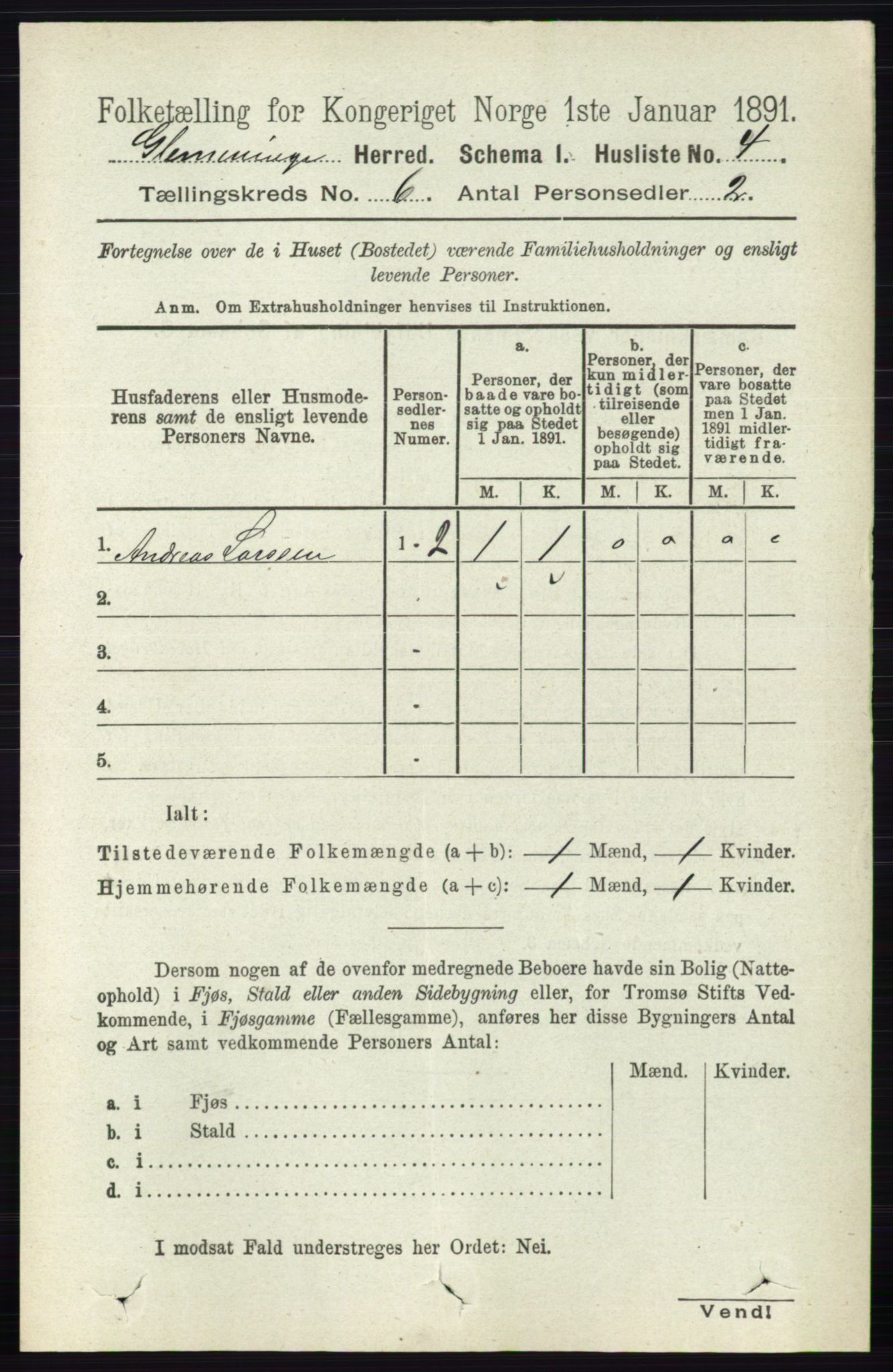 RA, 1891 census for 0132 Glemmen, 1891, p. 7316