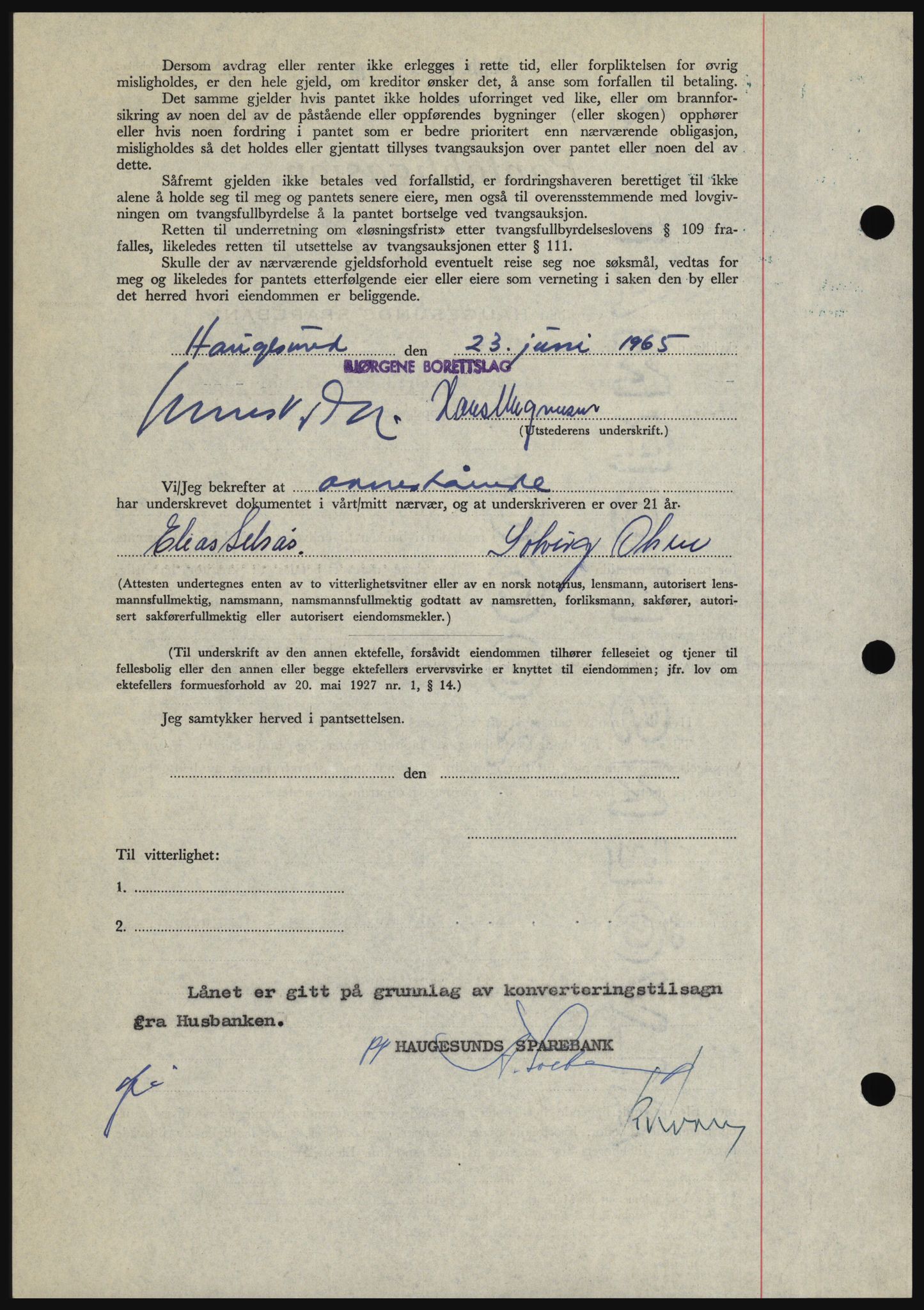 Haugesund tingrett, SAST/A-101415/01/II/IIC/L0053: Mortgage book no. B 53, 1965-1965, Diary no: : 1553/1965