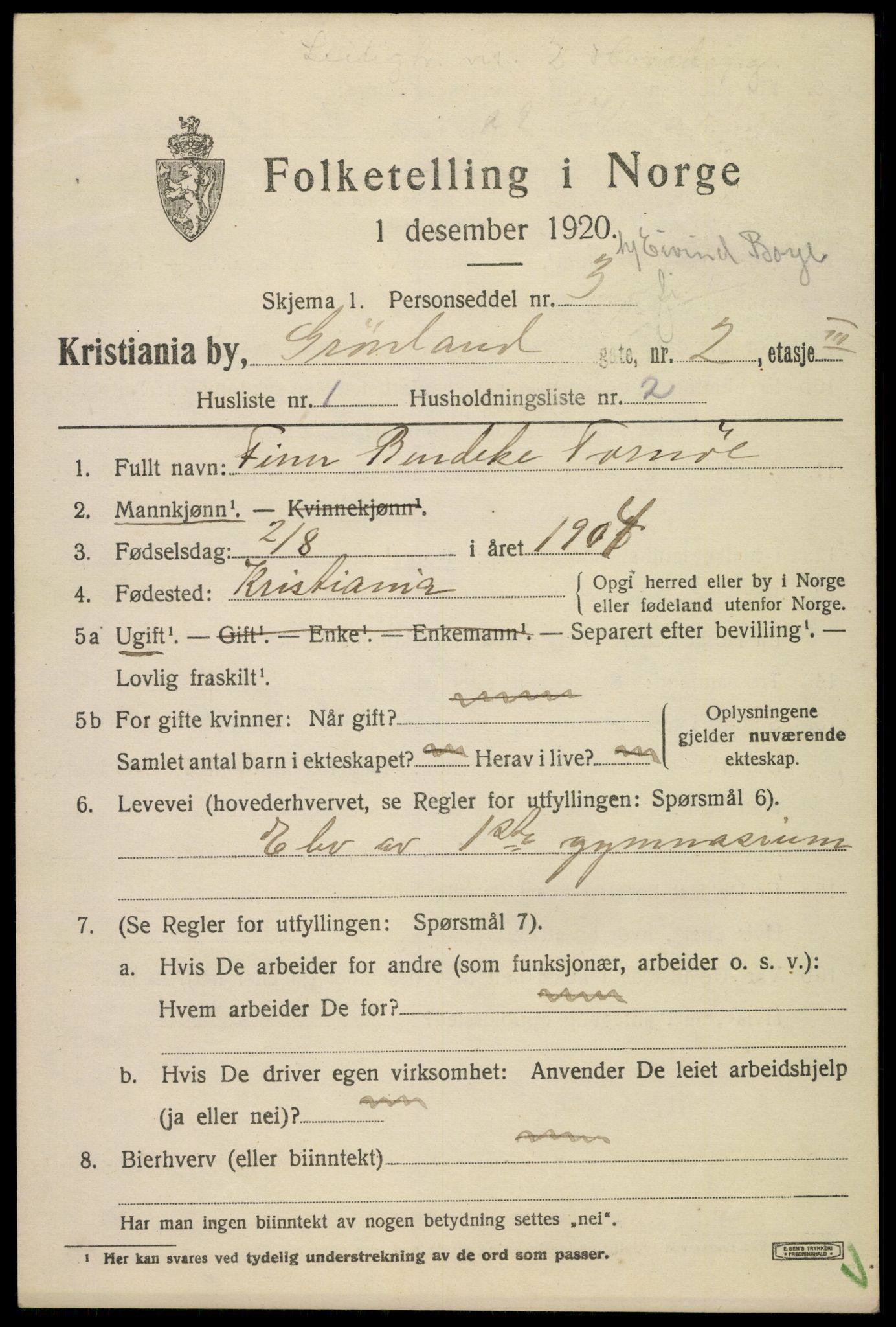 SAO, 1920 census for Kristiania, 1920, p. 254603