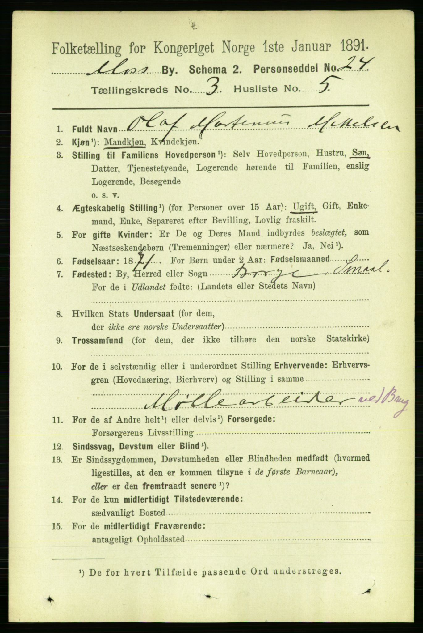 RA, 1891 census for 0104 Moss, 1891, p. 2459