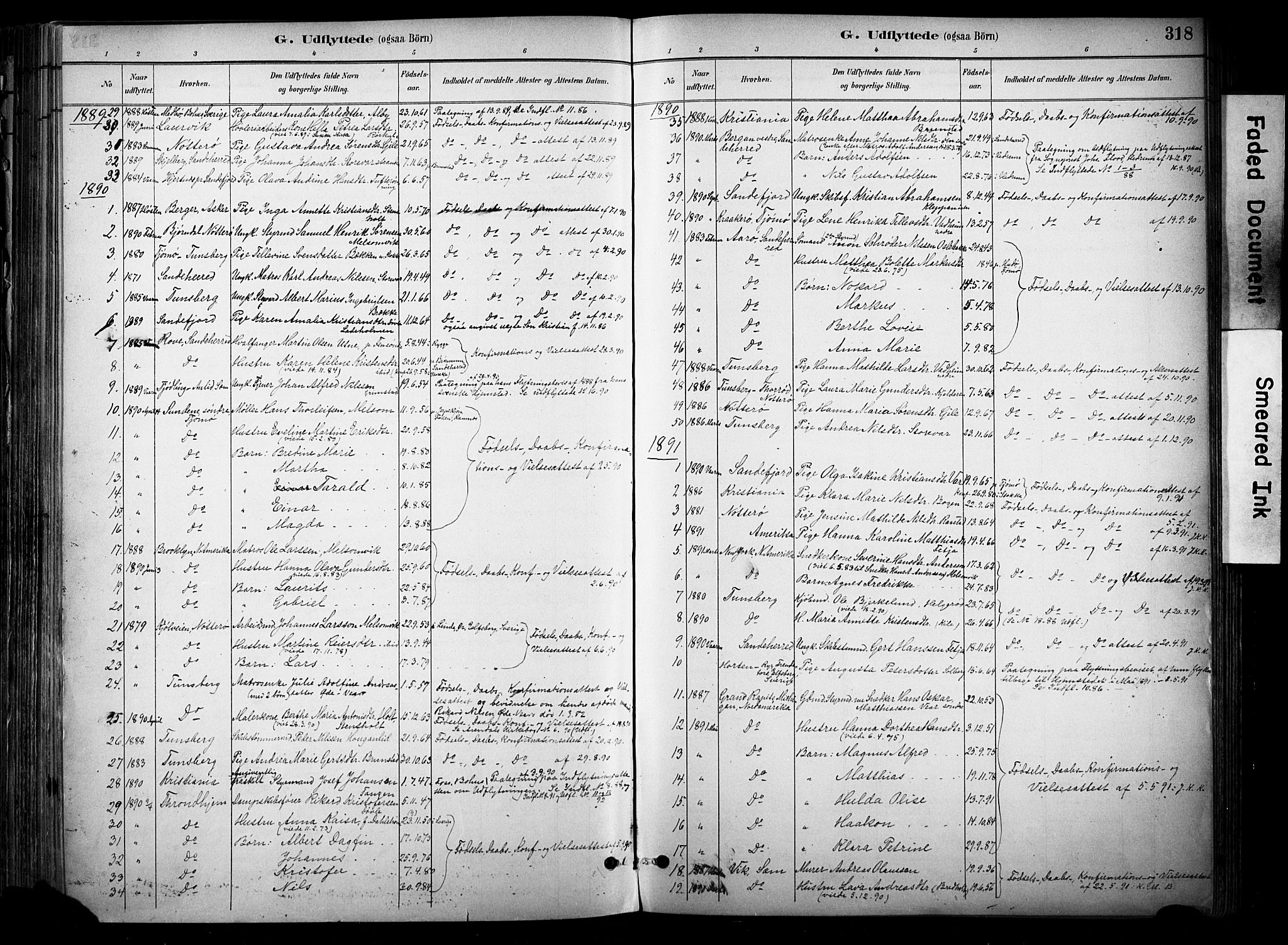 Stokke kirkebøker, AV/SAKO-A-320/F/Fa/L0010: Parish register (official) no. I 10, 1884-1903, p. 318