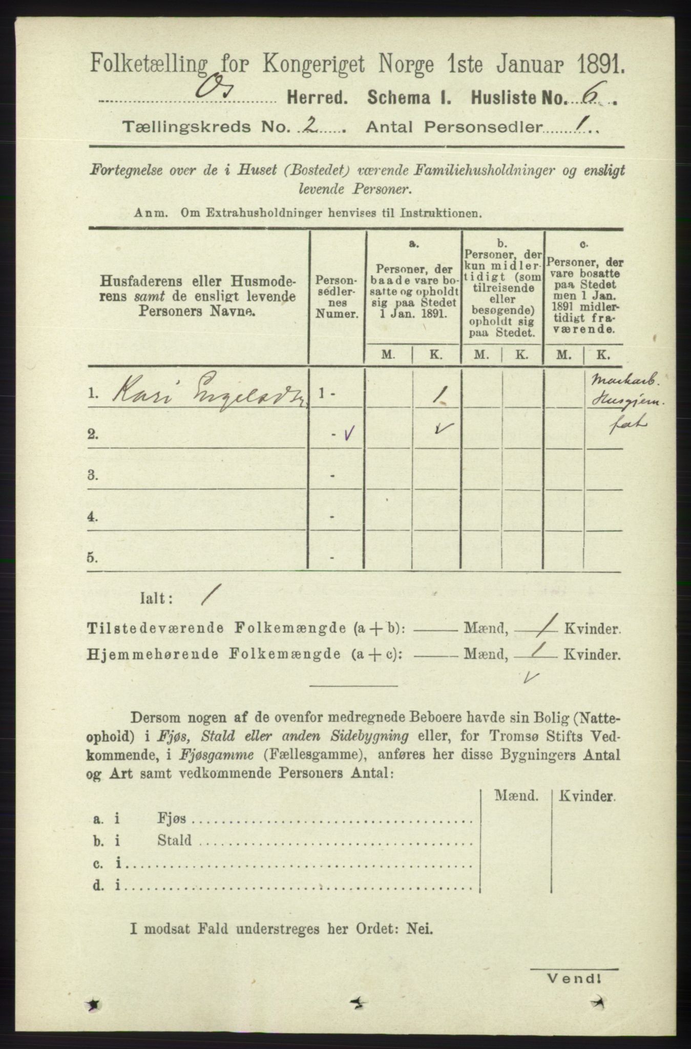 RA, 1891 census for 1243 Os, 1891, p. 360