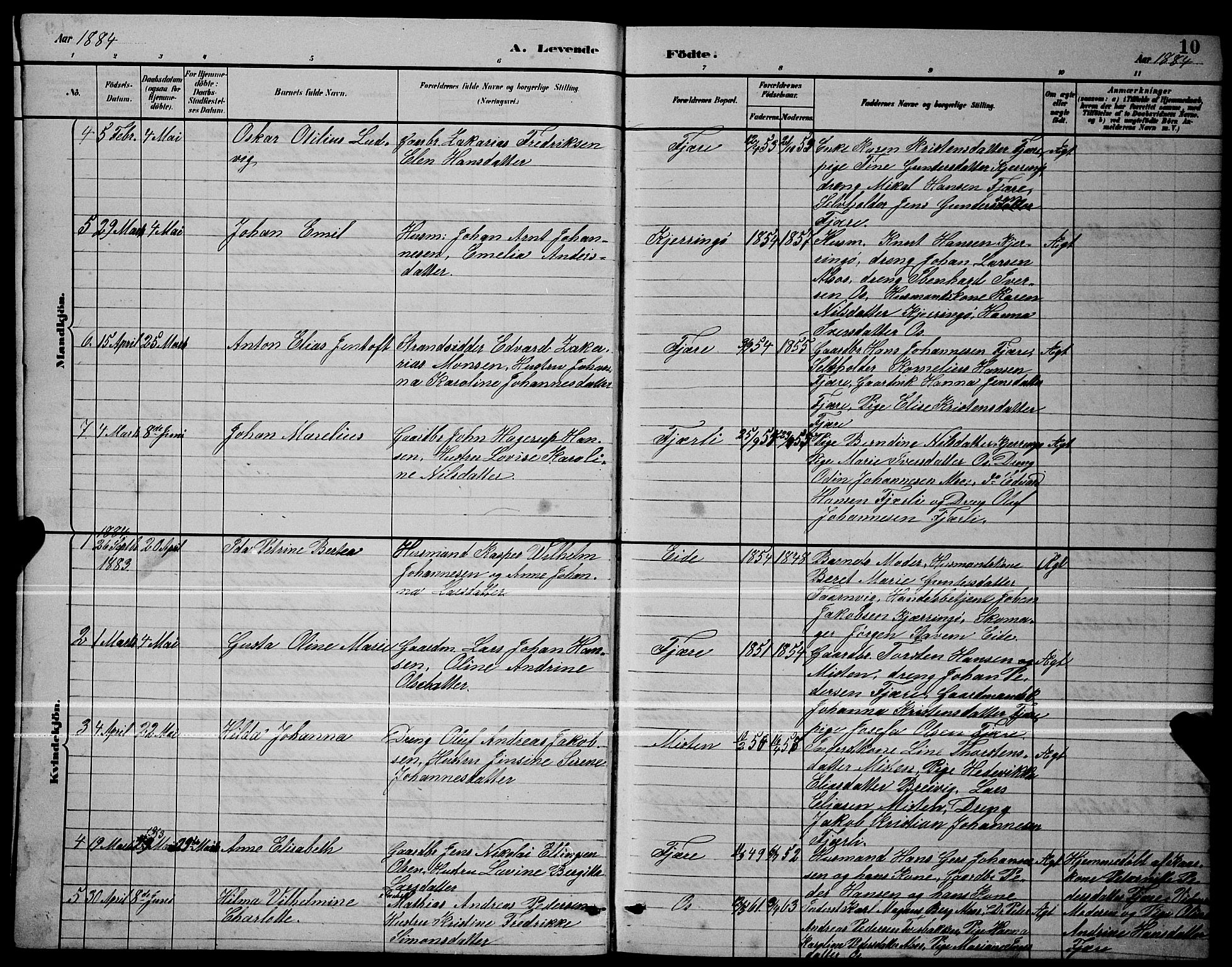 Ministerialprotokoller, klokkerbøker og fødselsregistre - Nordland, SAT/A-1459/803/L0076: Parish register (copy) no. 803C03, 1882-1897, p. 10